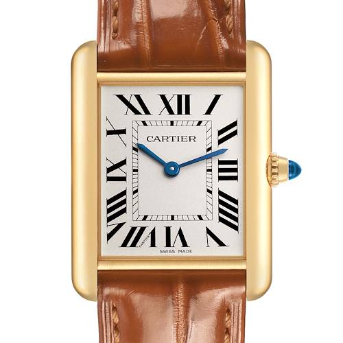 Photo of Cartier Tank Louis Yellow Gold Silver Dial Mens Watch WGTA0067 Box Card