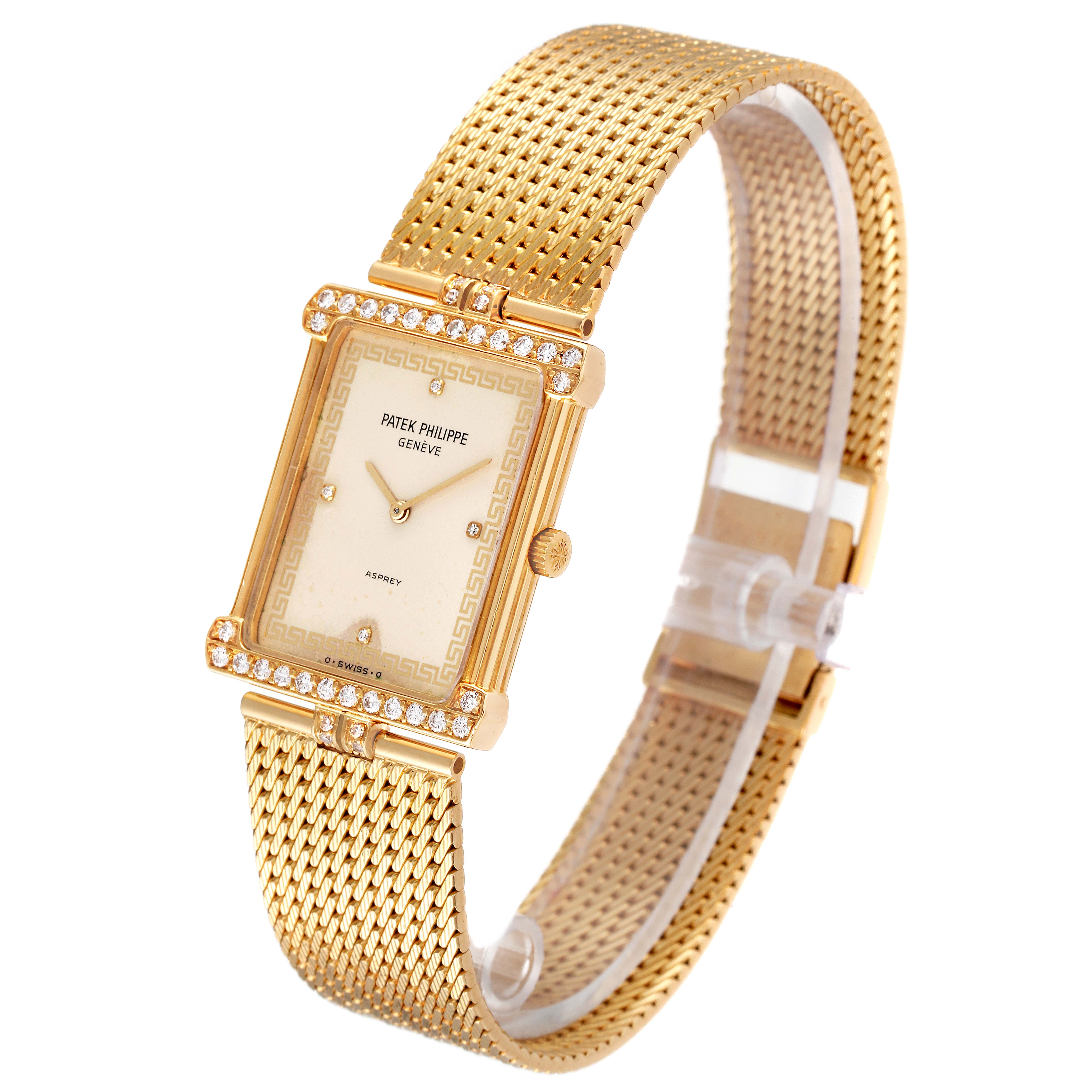 Patek Philippe Asprey 18k Yellow Gold Ivory Dial Diamond Mens Watch ...