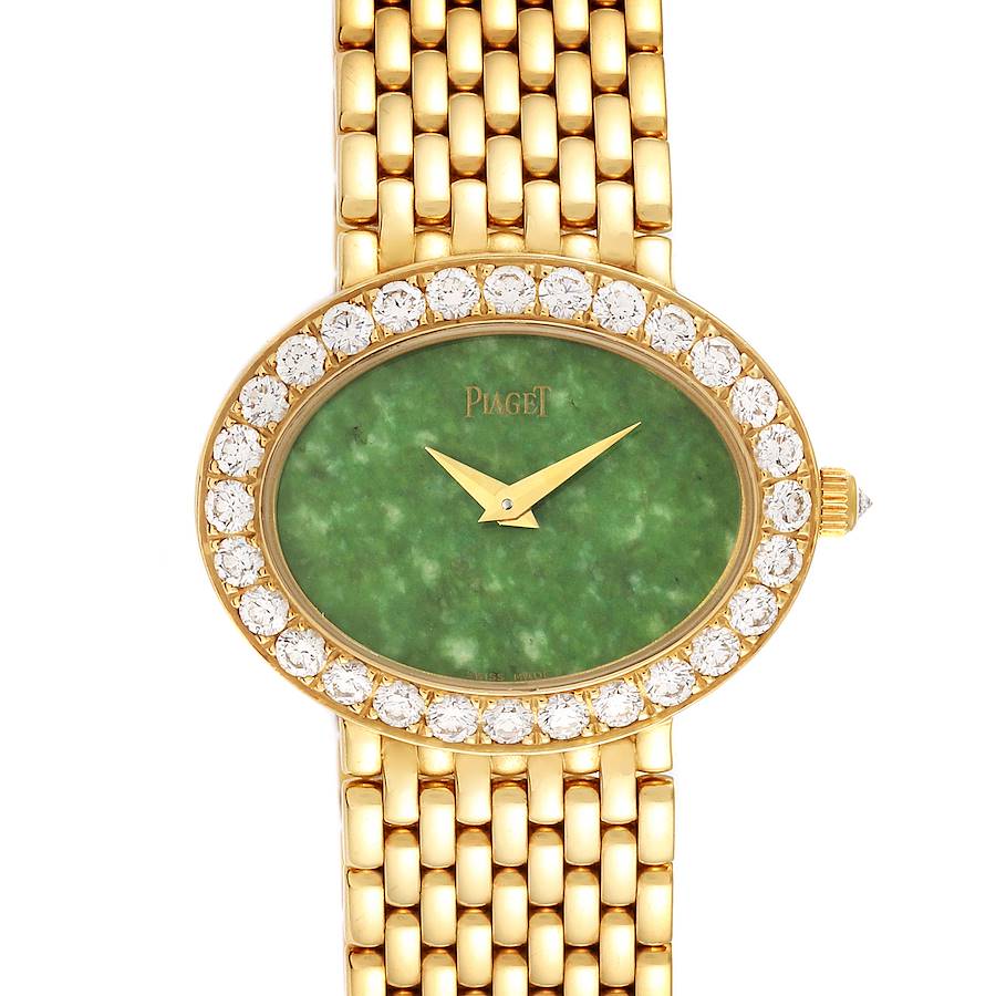 Piaget 18k Yellow Gold Jadeite Dial Diamond Ladies Watch P10242 SwissWatchExpo