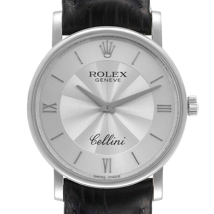 Rolex Cellini Classic White Gold Decorated Silver Dial Mens Watch 5115 Card SwissWatchExpo