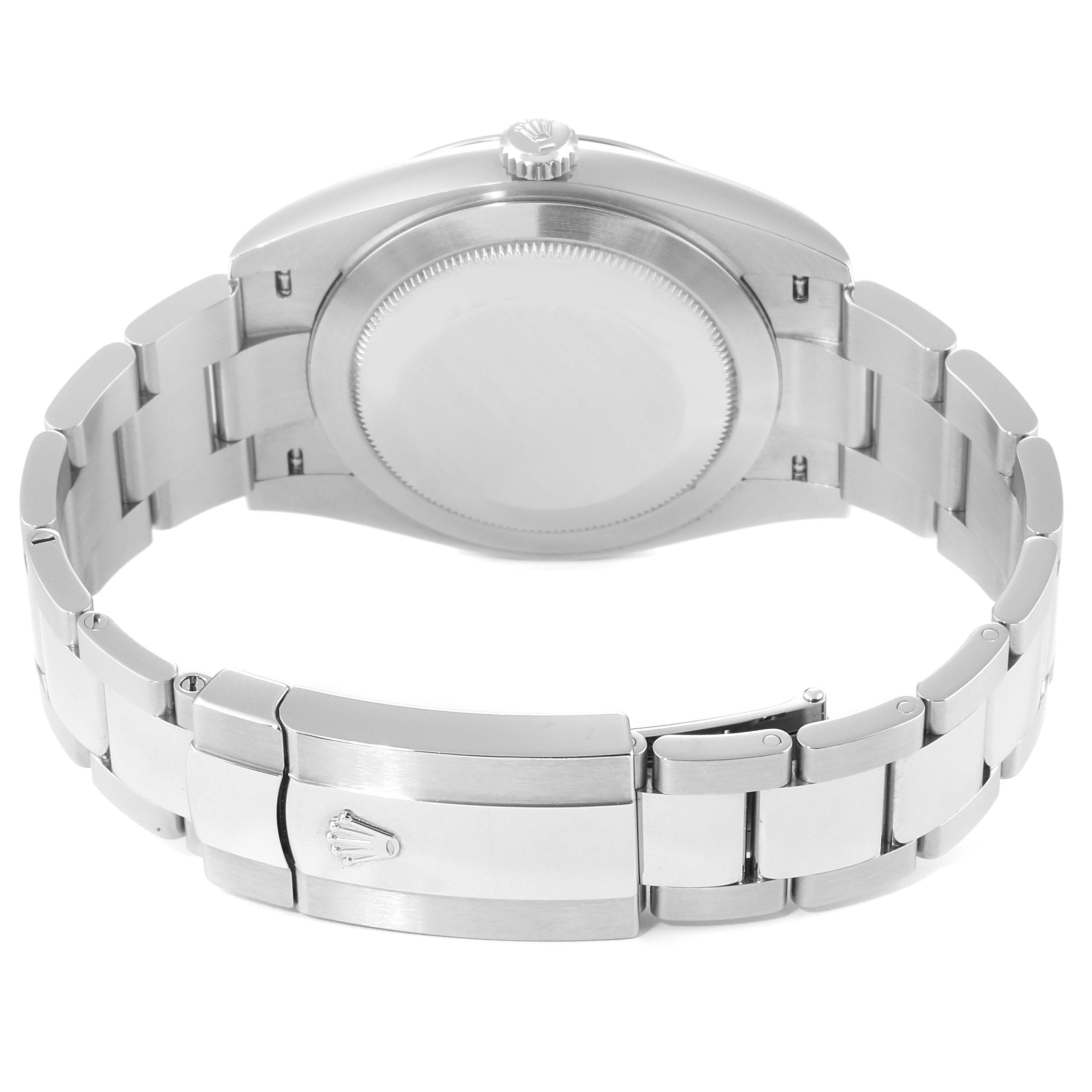 The image shows the back and clasp of a Rolex Datejust 41 126300 Men
s Stainless Steel Black Dial 126300 Men
s Stainless Steel Black Dial watch.