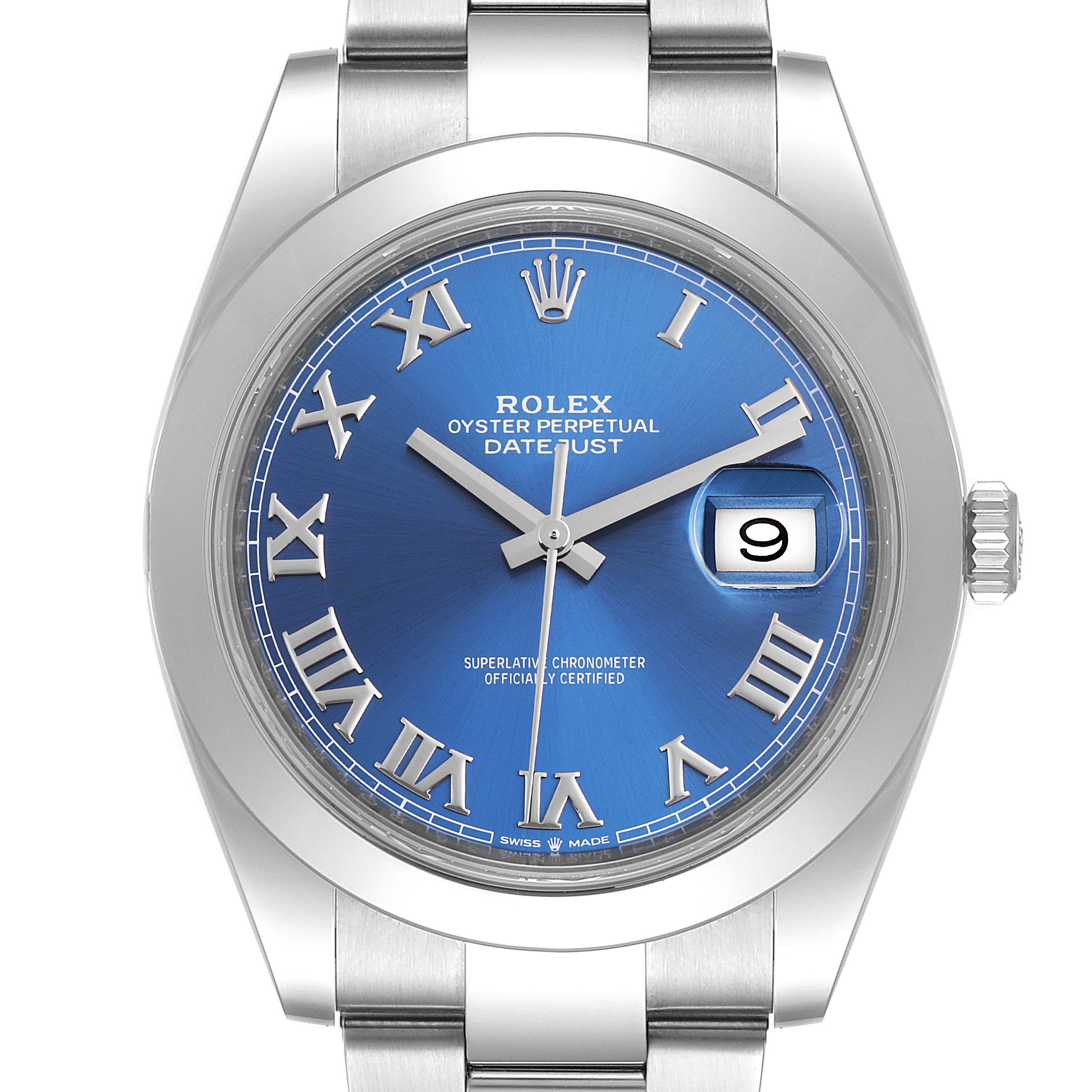 rolex datejust 41 blue dial automatic men's watch 126300blsj