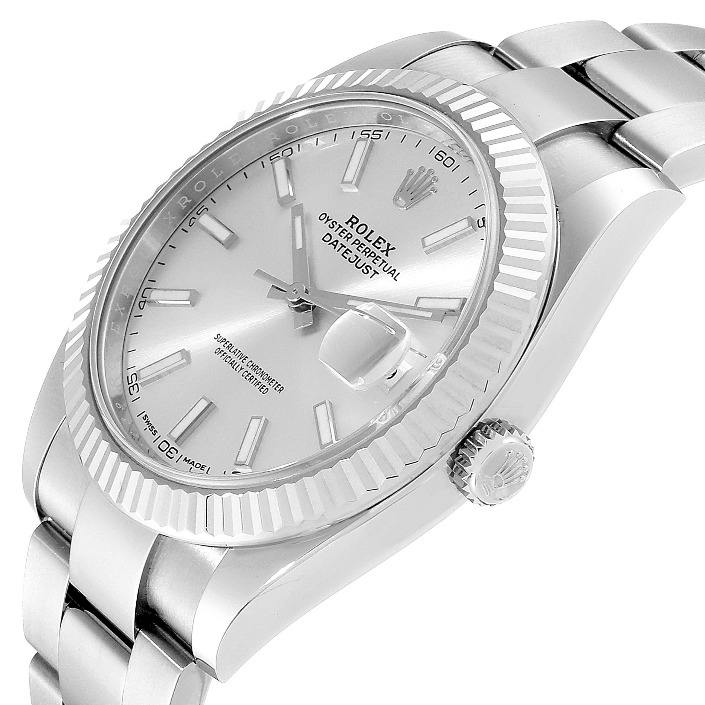 Rolex Datejust 41 Steel White Gold Silver Dial Mens Watch 126334 Box ...