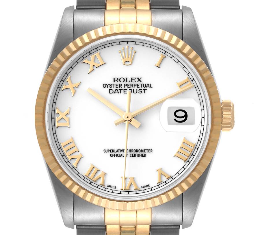 Rolex Datejust Stainless Steel Yellow Gold Mens Watch 16233 Box Papers SwissWatchExpo