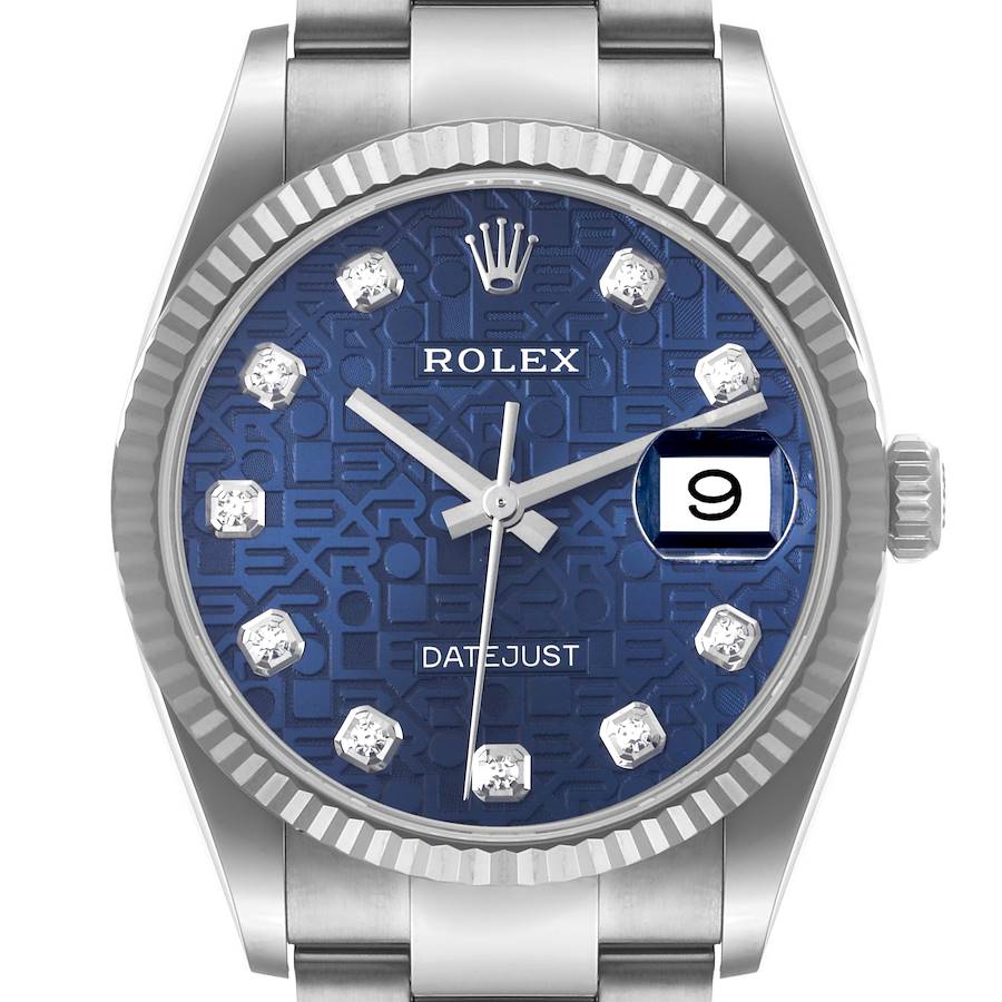 Rolex Datejust Steel White Gold Blue Diamond Dial Mens Watch 126234 Unworn SwissWatchExpo