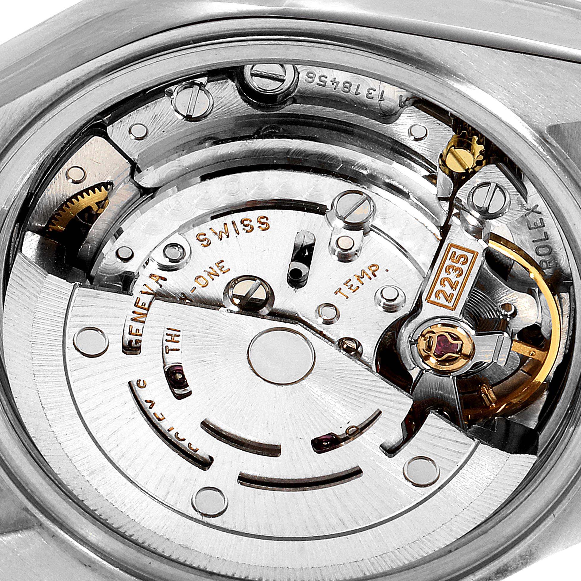 This image shows the internal mechanical movement of a Rolex Datejust 79173 Women's Steel and Gold (two tone) Black Dial 79173 Women's Steel and Gold (two tone) Black Dial watch, viewed from the back.