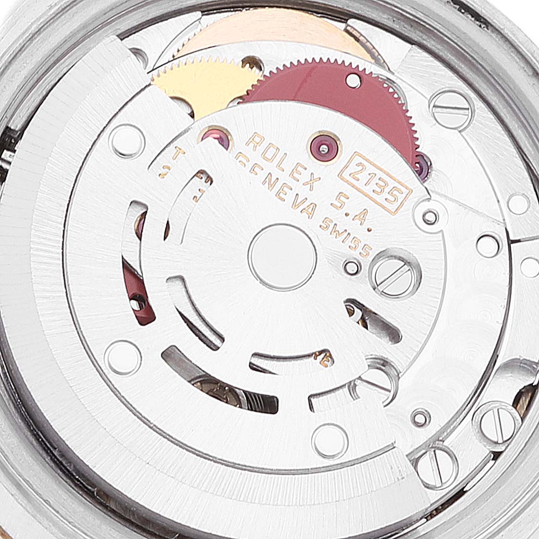 This image displays the movement mechanism of the Rolex Datejust 69173 Women's Steel and Gold (two tone) Champagne Dial 69173 Women's Steel and Gold (two tone) Champagne Dial watch, focusing on the intricate inner workings.
