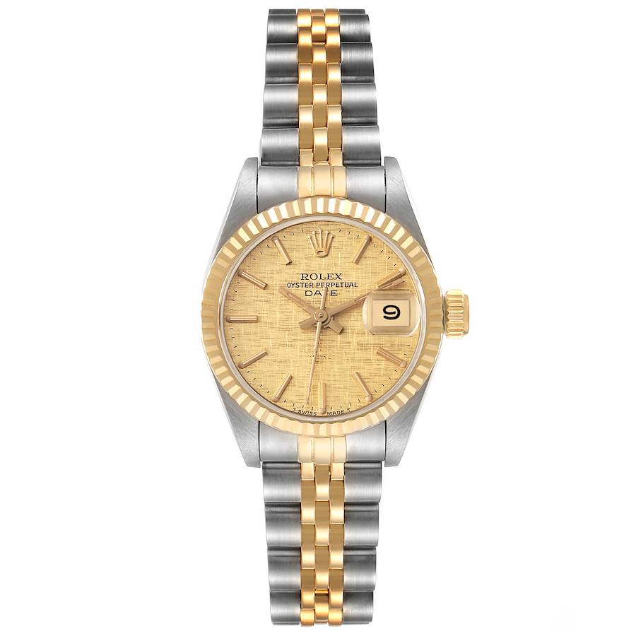 Rolex Datejust Steel Yellow Gold Linen Dial Fluted Bezel Ladies Watch ...