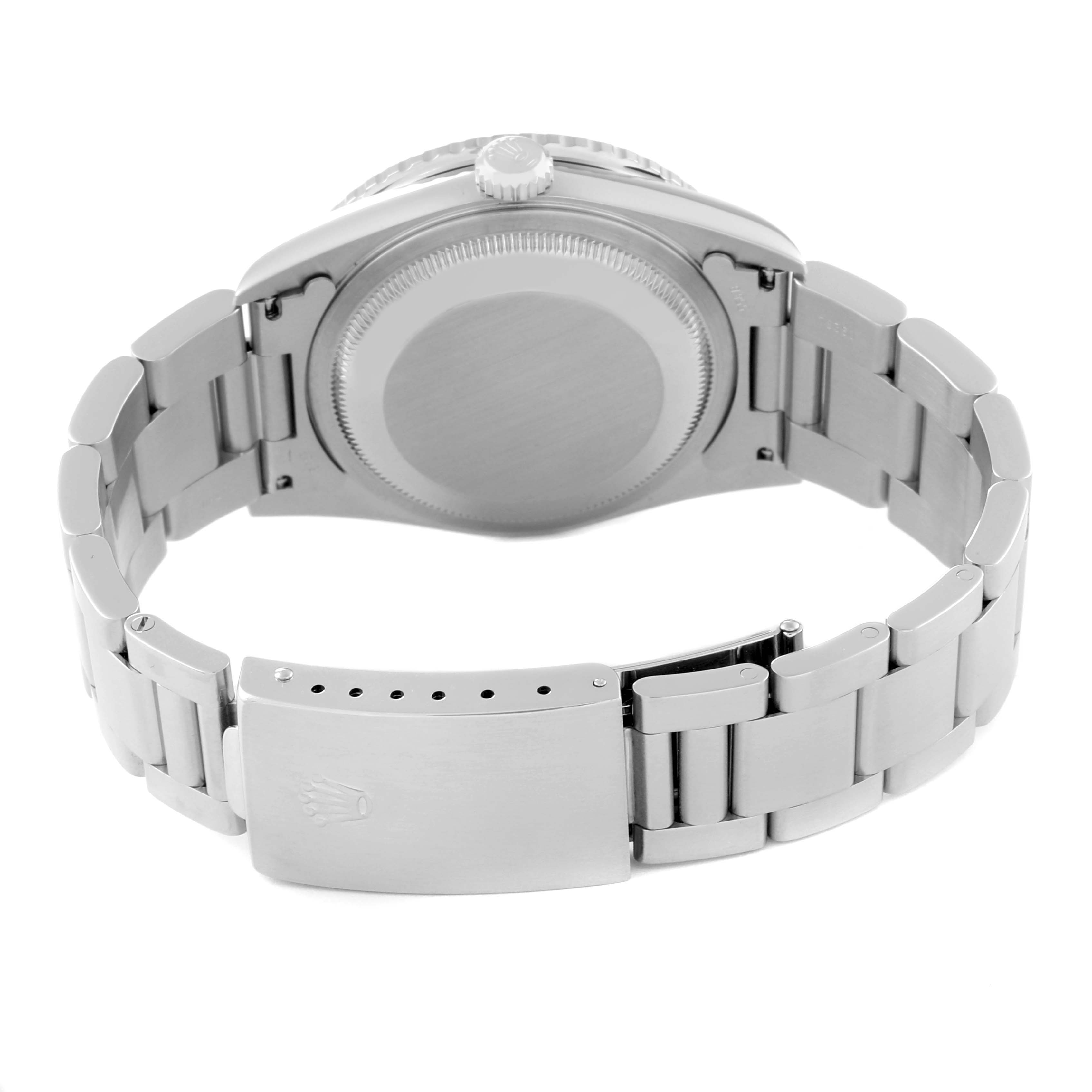 The image shows the back and clasp of a Rolex Turn-o-Graph 16264 Men
s Stainless Steel Black Dial 16264 Men
s Stainless Steel Black Dial watch from a rear angle.