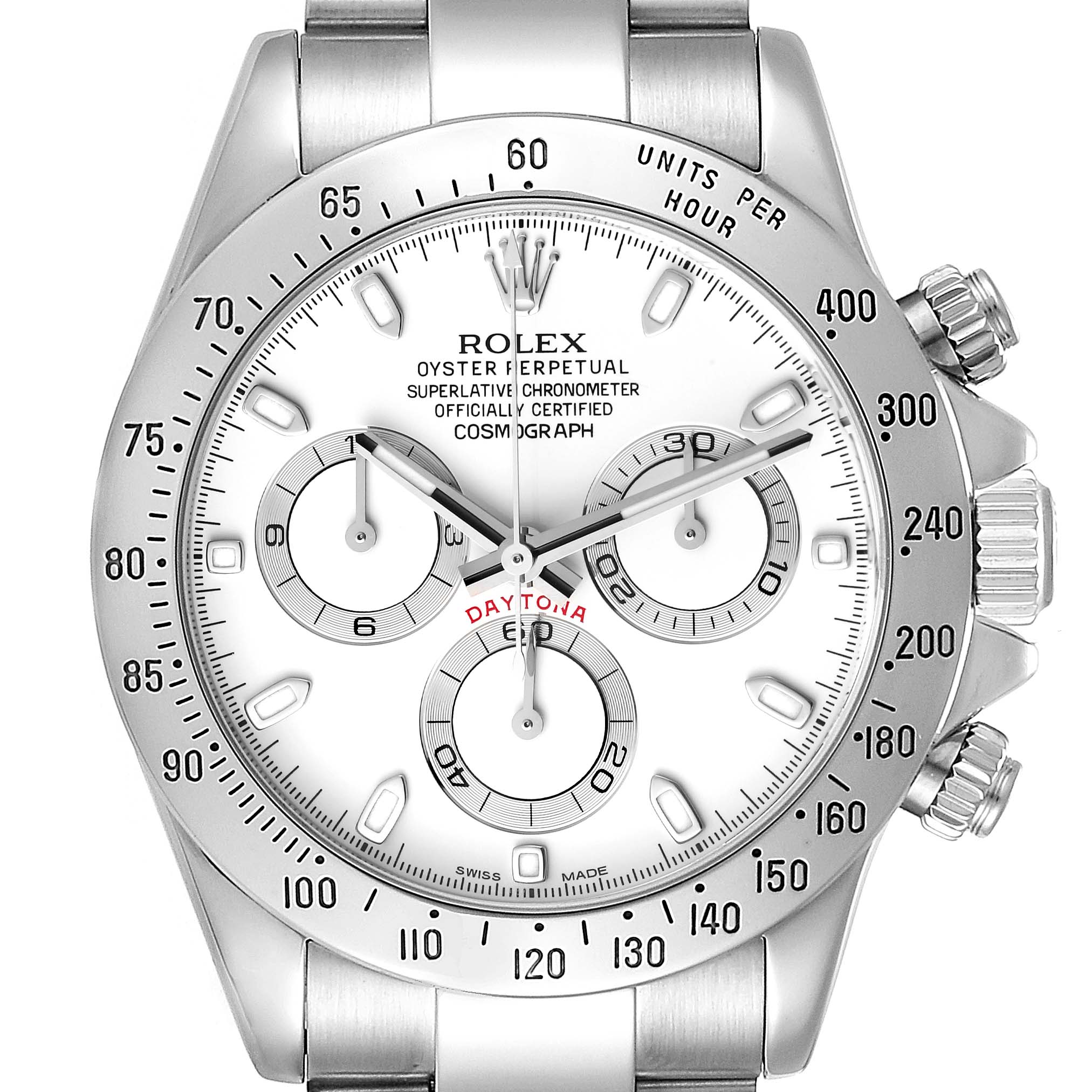 Rolex Daytona Steel White Dial Chronograph Mens Watch 116520 Box Card ...