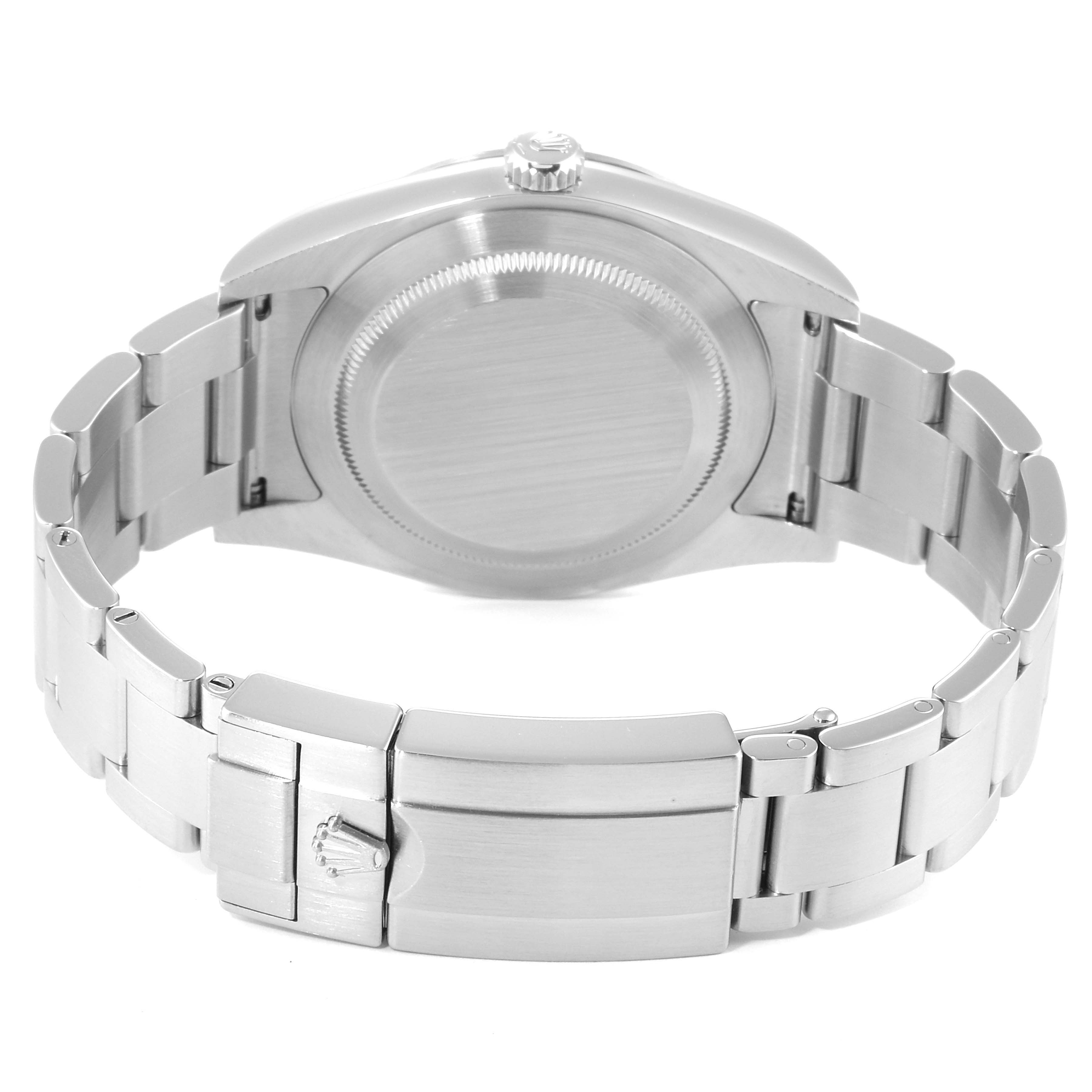 The image shows the back case and bracelet clasp of a Rolex Explorer 214270 Men
s Stainless Steel Black Dial 214270 Men
s Stainless Steel Black Dial watch.