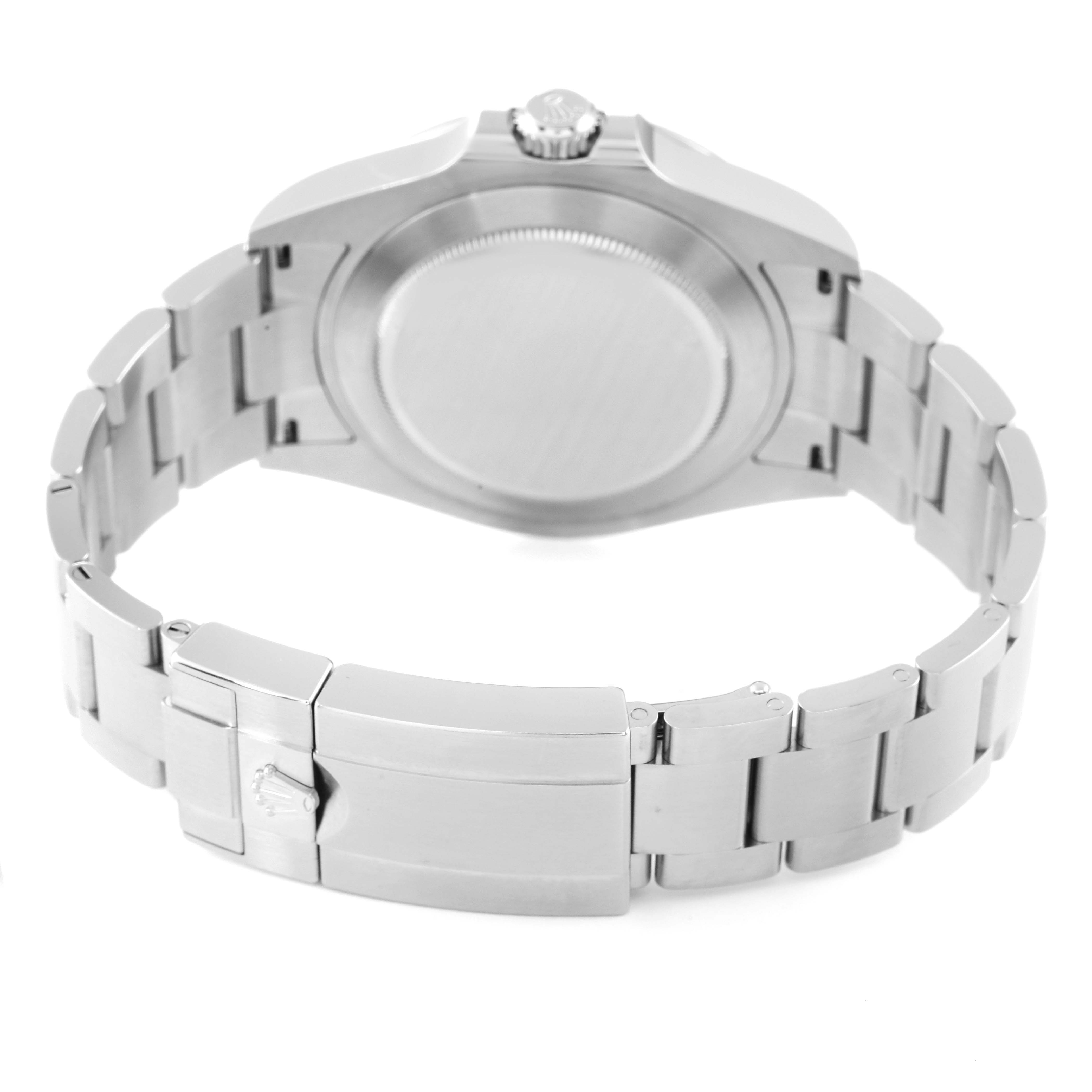 The image shows the back case, crown, and bracelet clasp of a Rolex Explorer 226570 Men's Stainless Steel Black Dial 226570 Men's Stainless Steel Black Dial watch from a rear angle.