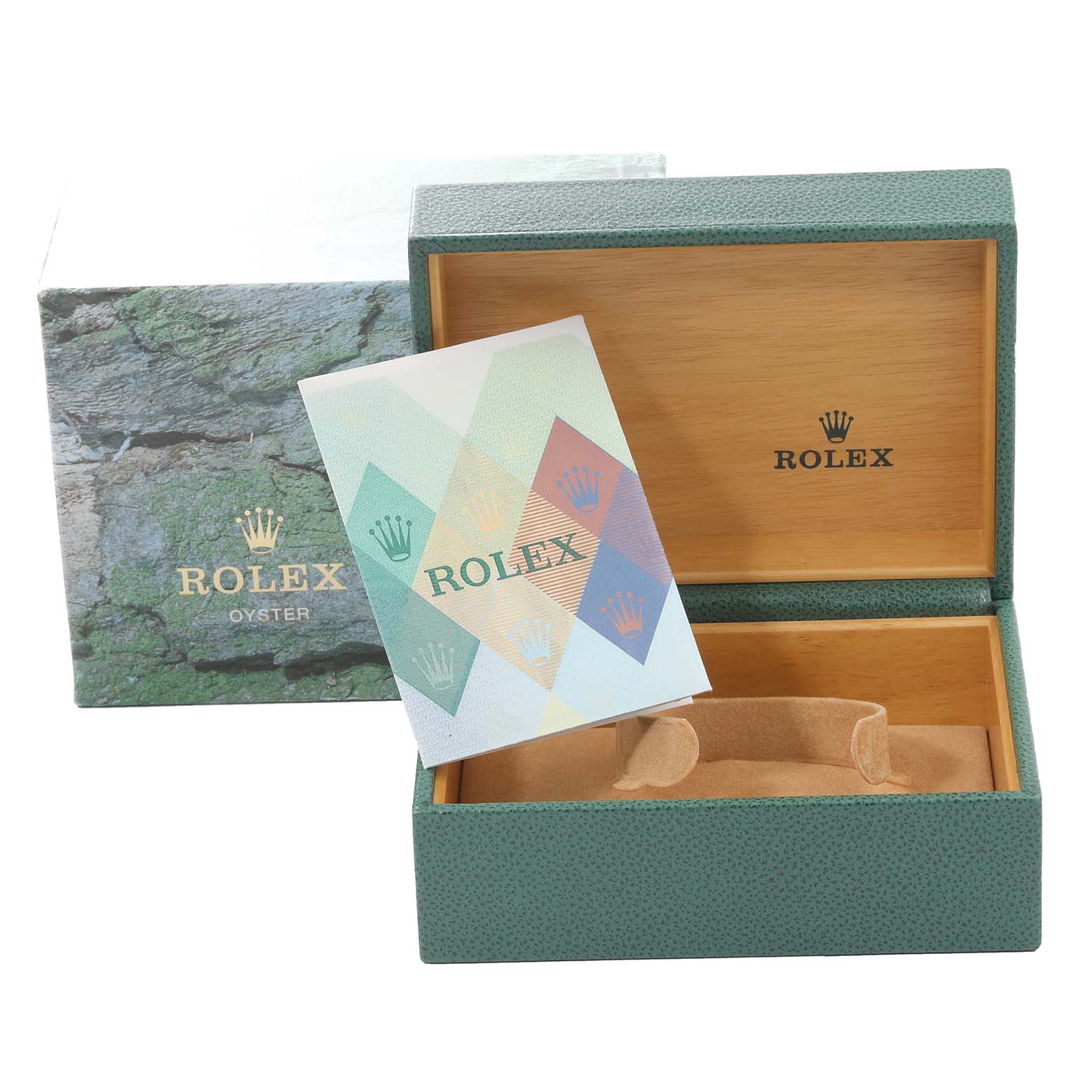 The image shows the open packaging box, outer box, and documentation for a Rolex GMT-Master 16710 Men's Stainless Steel Black Dial 16710 Men's Stainless Steel Black Dial model watch.