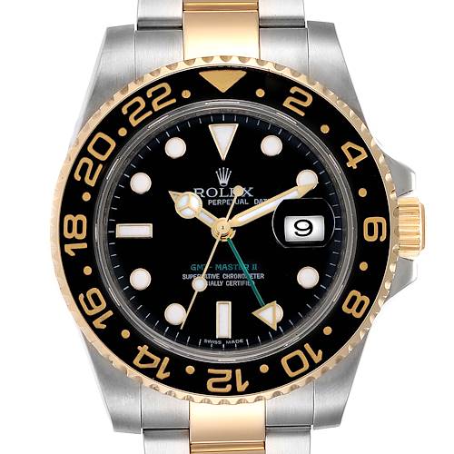 Photo of Rolex GMT Master II Yellow Gold Steel Automatic Mens Watch 116713