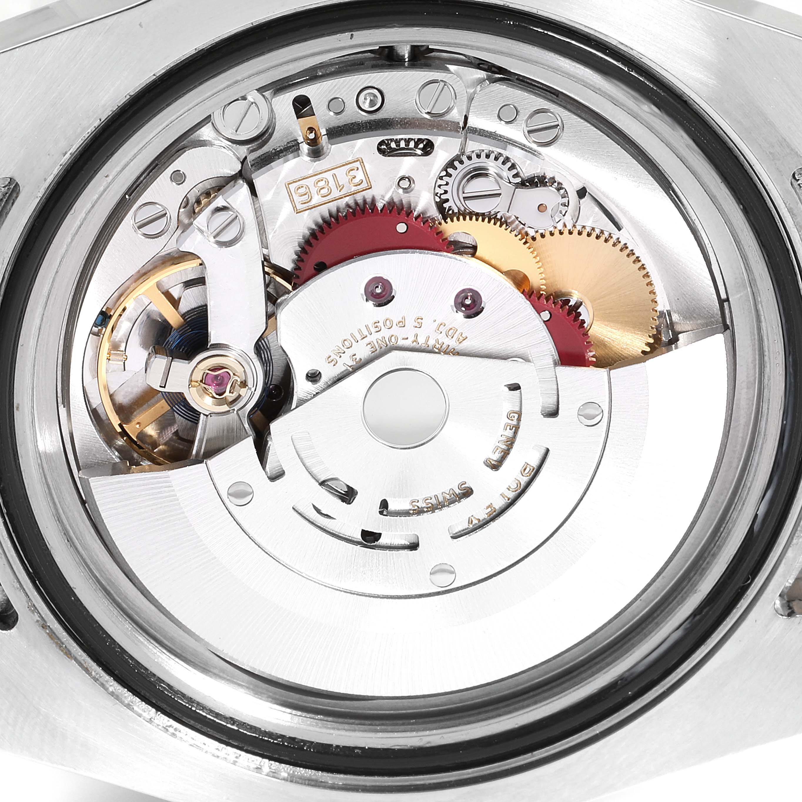 This image shows the internal mechanism of the Rolex GMT-Master 116713 Men
s Stainless Steel Black Dial 116713 Men
s Stainless Steel Black Dial watch from a rear, open-caseback angle.