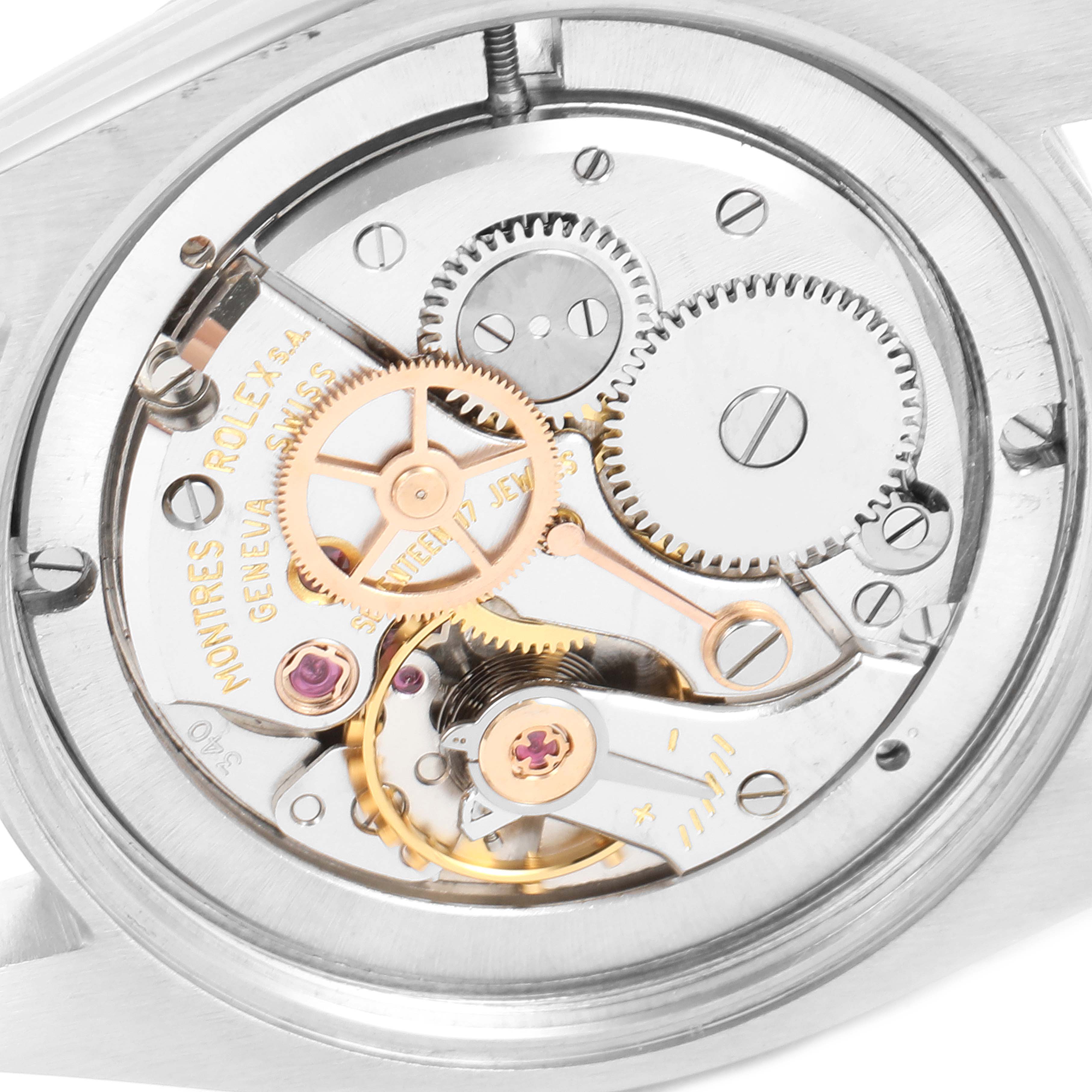 The image shows the internal mechanical movement of a Rolex Vintage Collection 6694 Men's Stainless Steel Silver Dial 6694 Men's Stainless Steel Silver Dial model from a top-down angle.