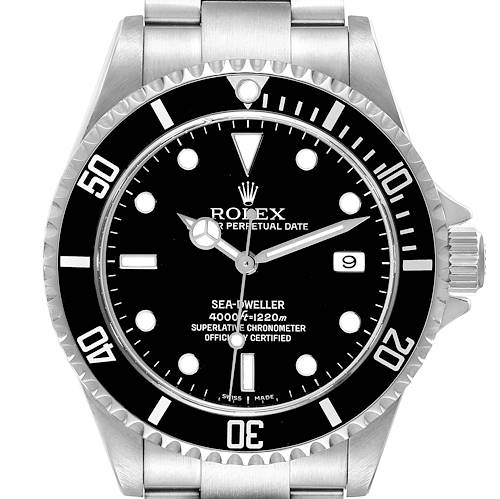 Photo of Rolex Seadweller 4000 Black Dial Steel Mens Watch 16600 Box Card