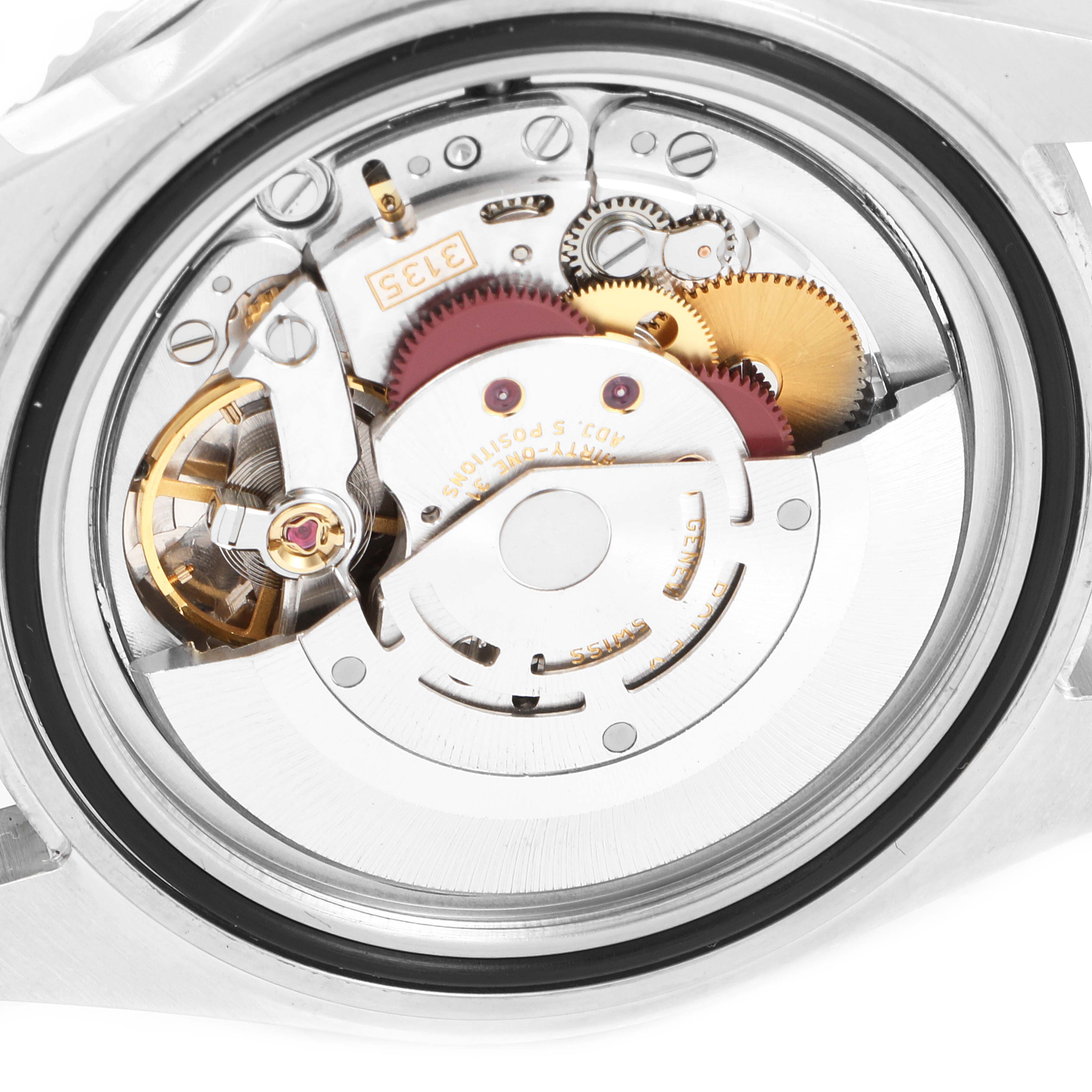 This image shows the back view of the movement and internal mechanism of a Rolex Submariner 16610 Men
s Stainless Steel Black Dial 16610 Men
s Stainless Steel Black Dial watch.