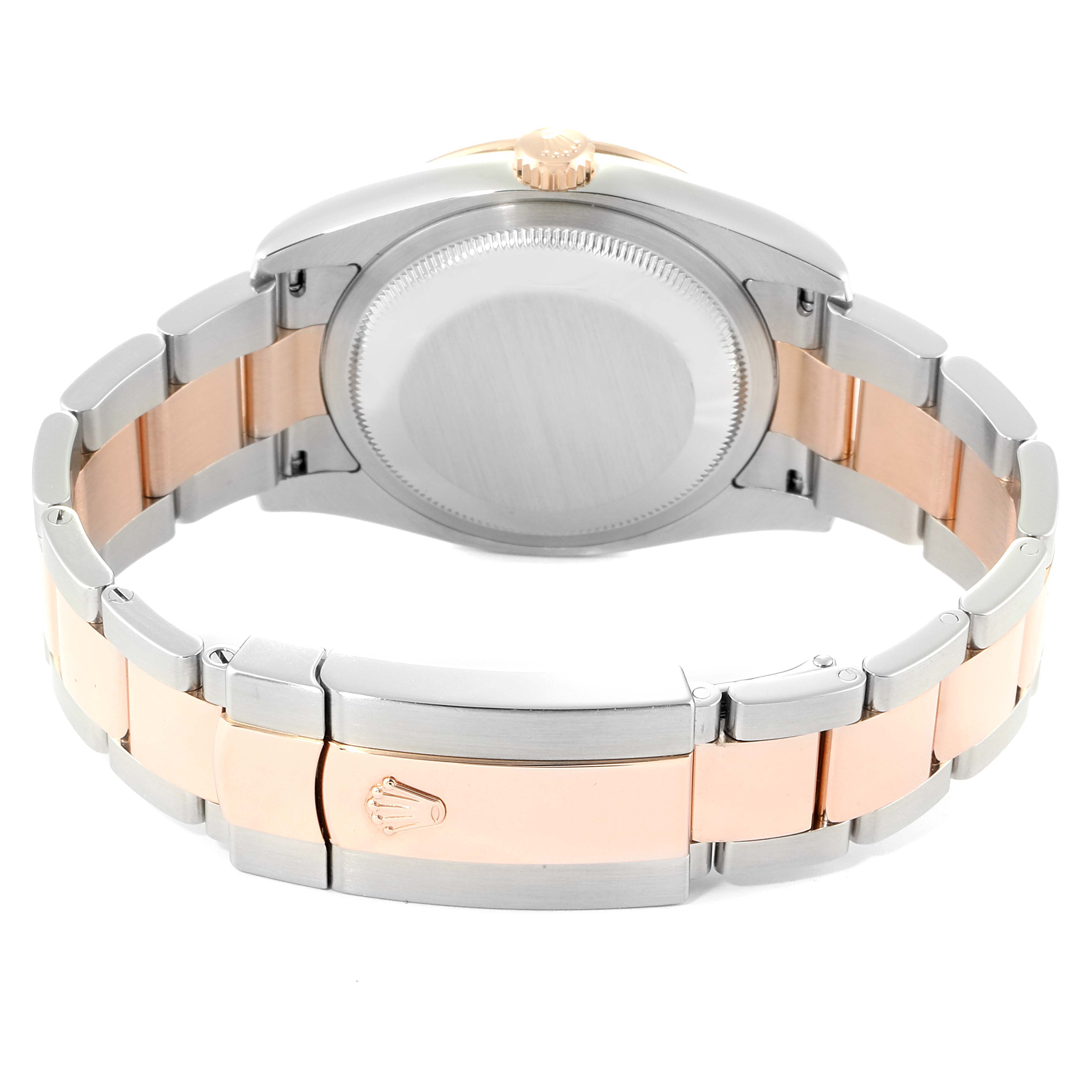 The image shows the back case and bracelet of a Rolex Turn-o-Graph 116261 Men
s Steel and Gold (two tone) Black Dial 116261 Men
s Steel and Gold (two tone) Black Dial watch from a rear angle.