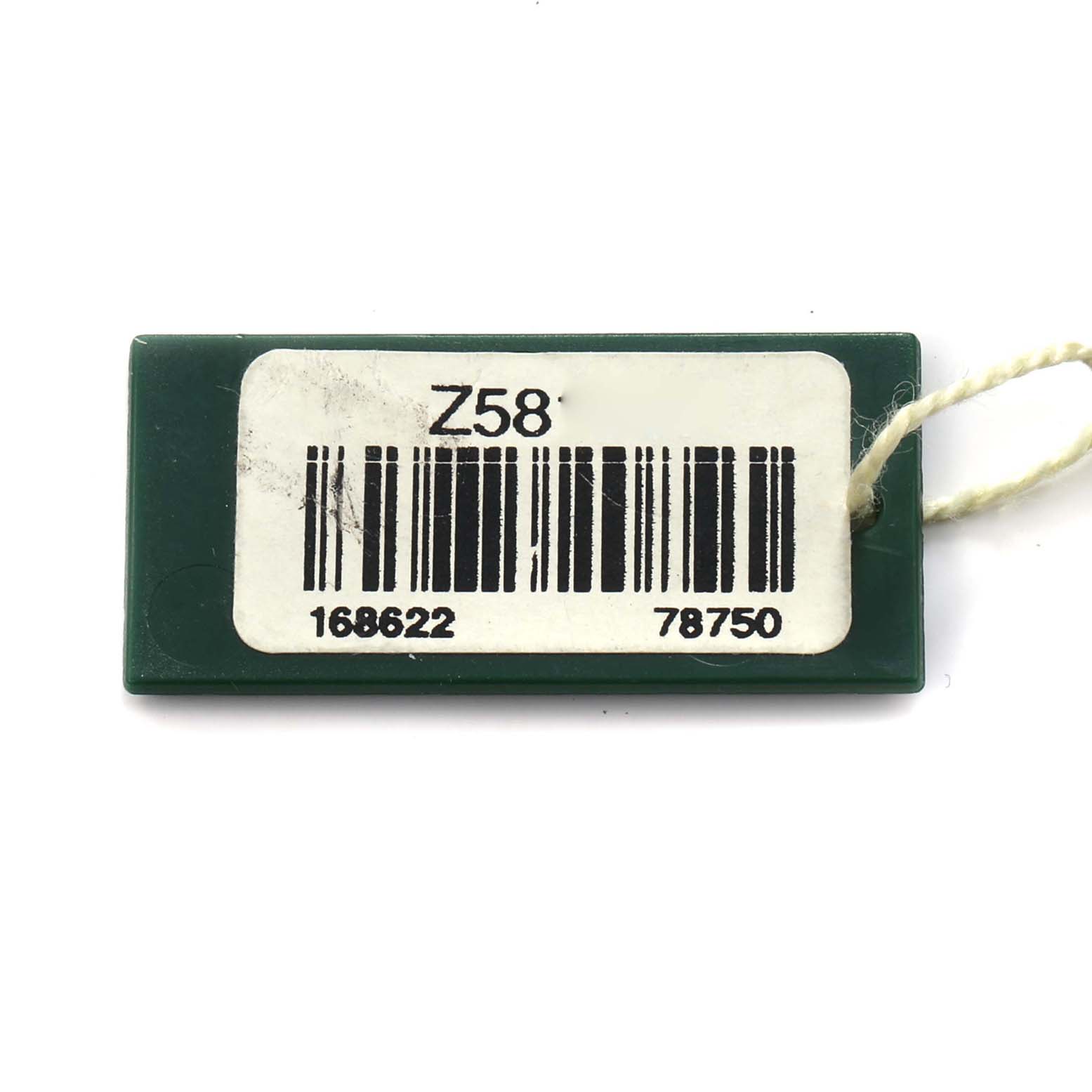 This image shows a Rolex Yacht-Master 168622 Men
s Stainless Steel Silver Dial model tag with a barcode and reference numbers.