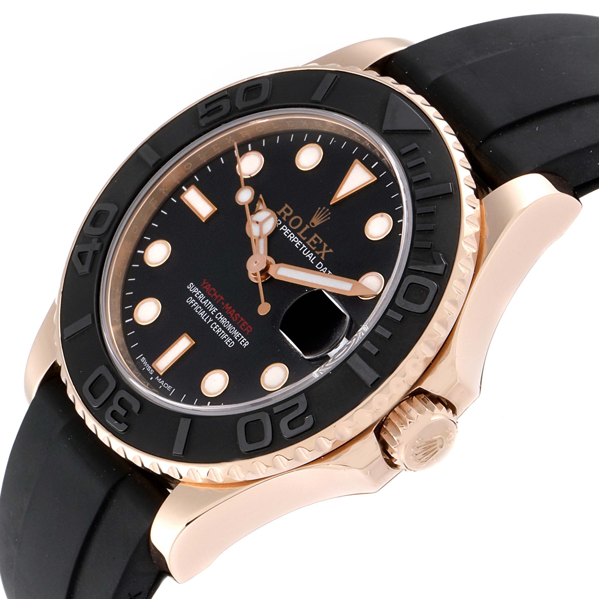 Rolex Yachtmaster 37 18K Everose Gold Rubber Strap Mens Watch 268655 ...