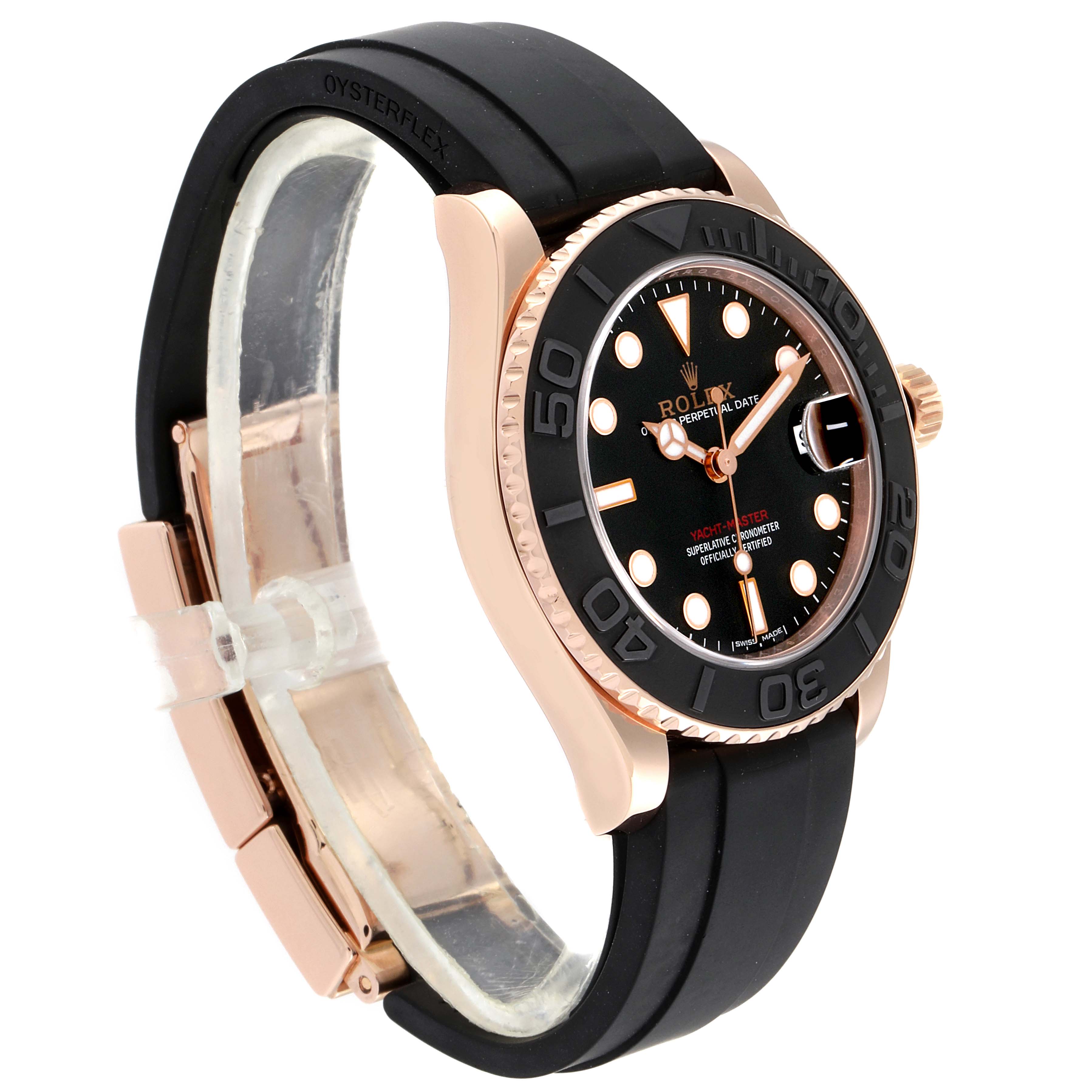 Rolex Yachtmaster 37 18K Everose Gold Rubber Strap Mens Watch 268655 ...