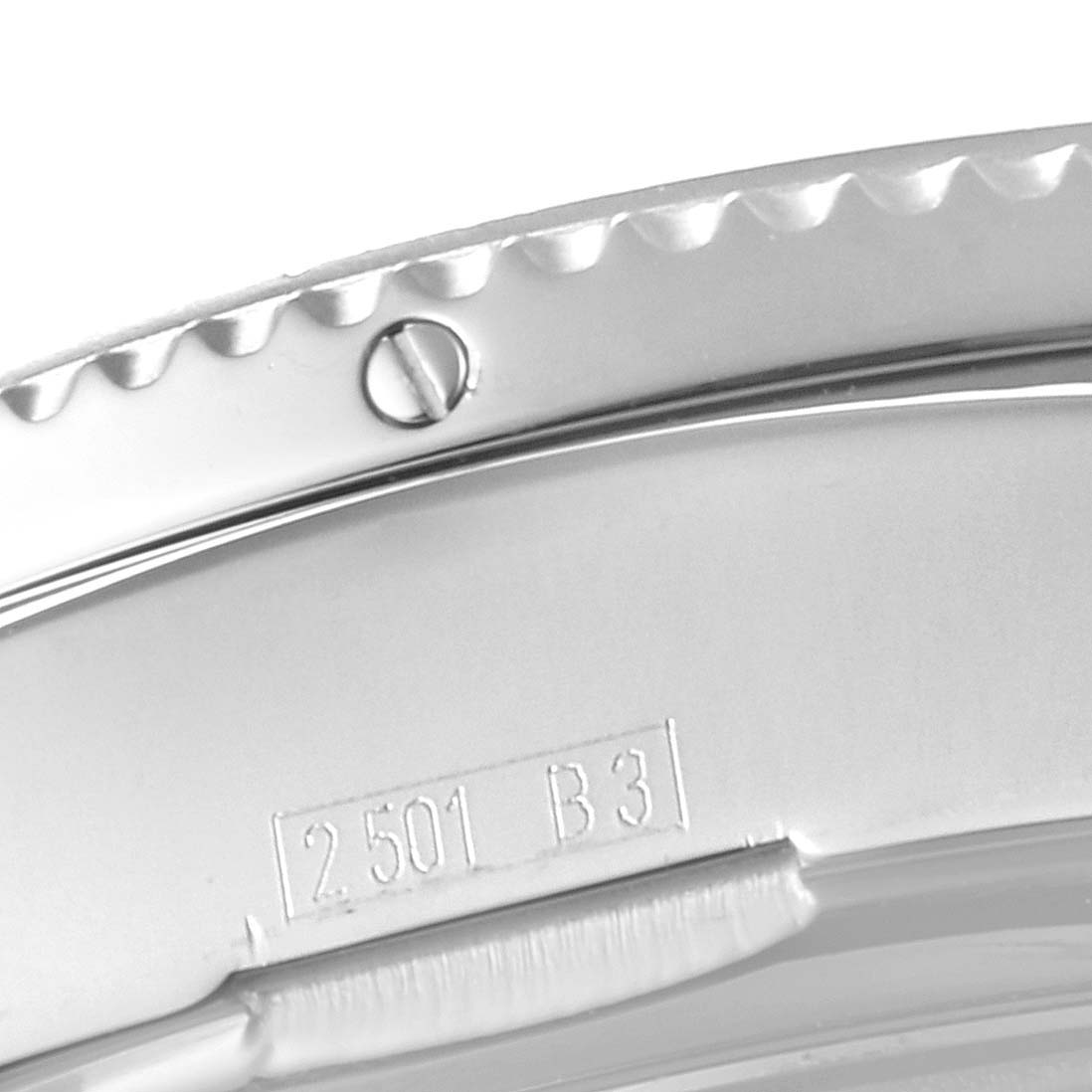 This image shows a close-up of the back casing of a Breitling Professional Series A42362 Men's Stainless Steel Blue Dial A42362 Men's Stainless Steel Blue Dial watch, highlighting the model number 2.501 B3.