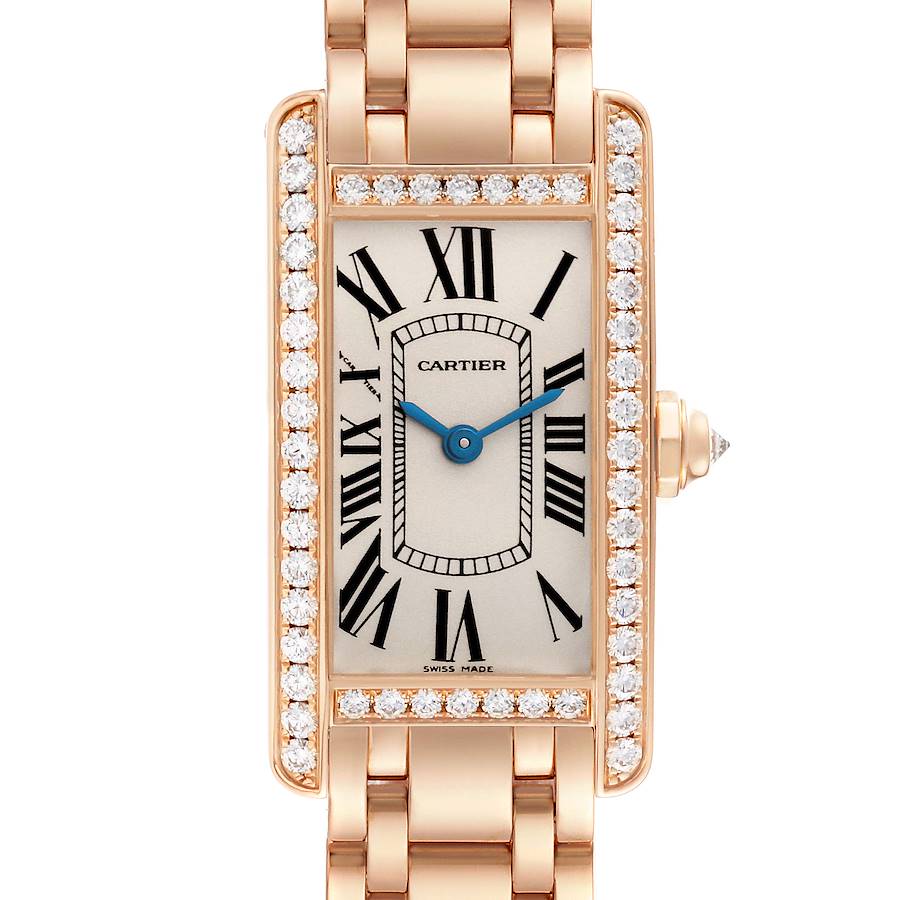 Cartier Tank Americaine Rose Gold Diamond Ladies Watch WB7079M5 Box Card SwissWatchExpo