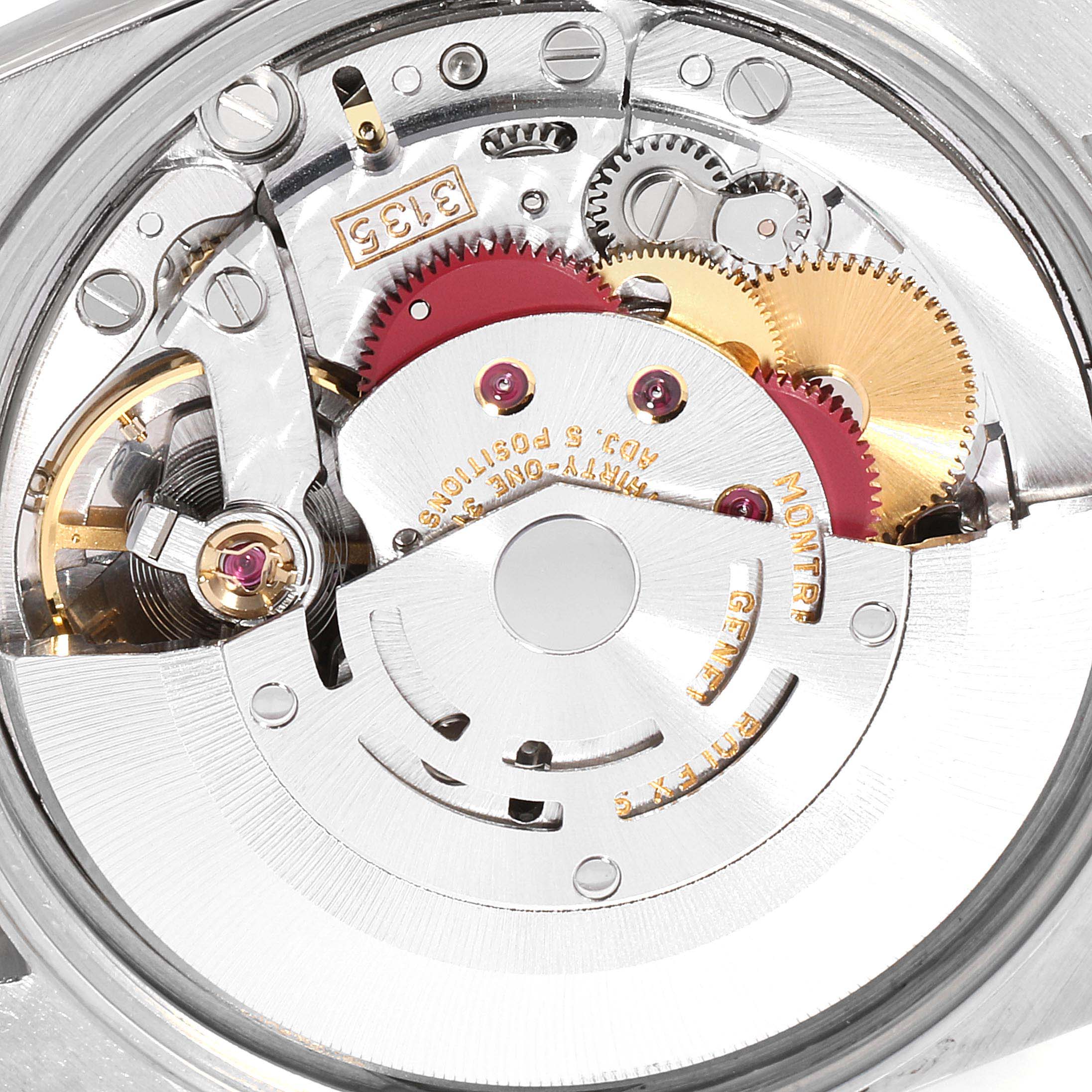 The image shows the internal mechanism and movement components of the Rolex Date 15210 Men's Stainless Steel Grey Dial 15210 Men's Stainless Steel Grey Dial model watch at a close-up angle.