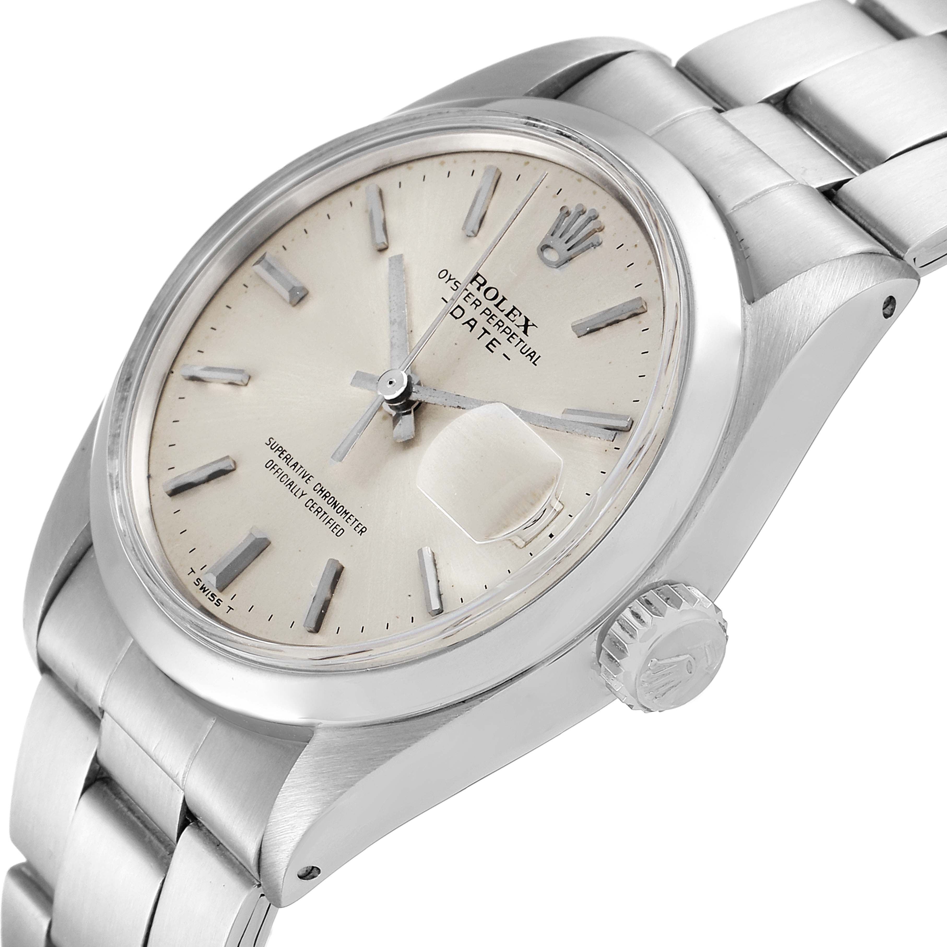The Rolex Vintage Collection 1500 Men
s Stainless Steel Silver Dial 1500 Men
s Stainless Steel Silver Dial model is shown at an oblique angle highlighting the dial, crown, and bracelet.