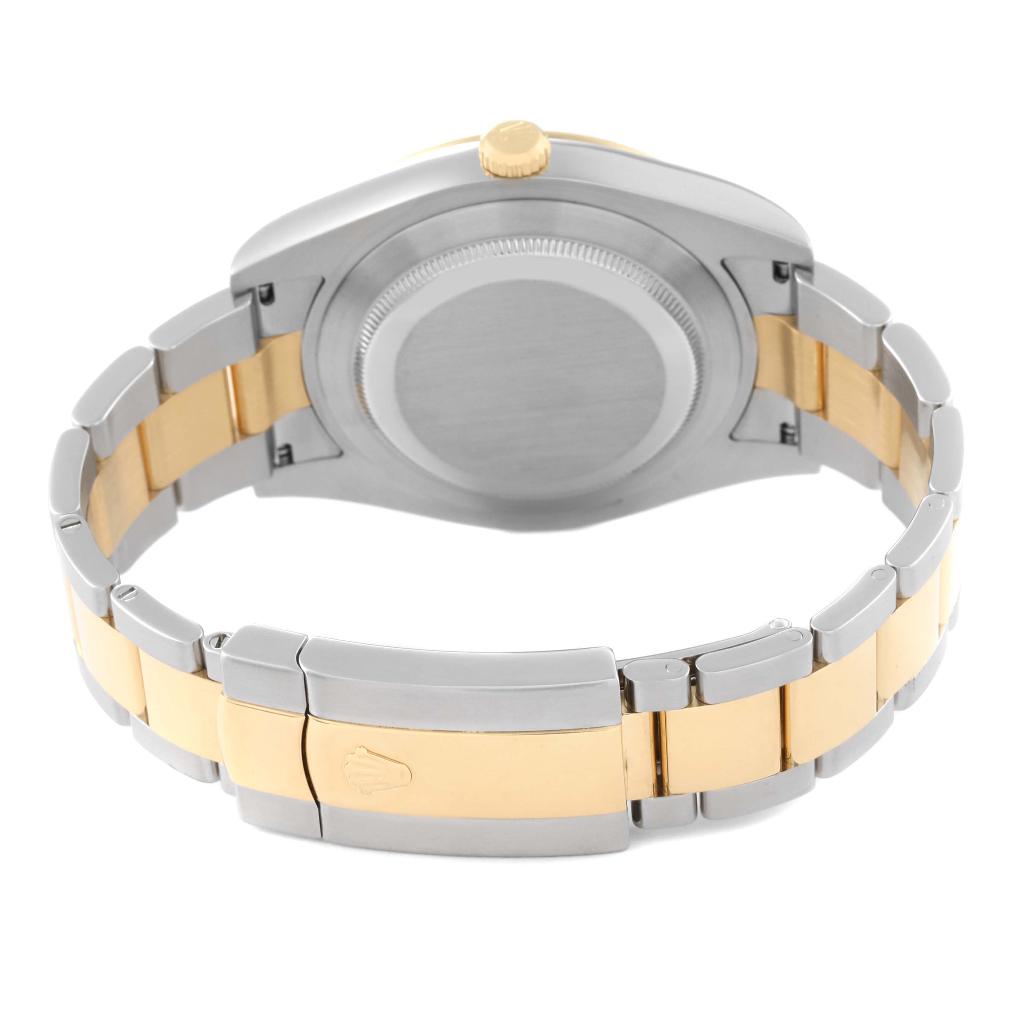 This image shows the back of the Rolex Datejust 41 116333 Men's Steel and Gold (two tone) Black Dial 116333 Men's Steel and Gold (two tone) Black Dial watch, featuring the bracelet and clasp, with the focus on the case back and bracelet links.