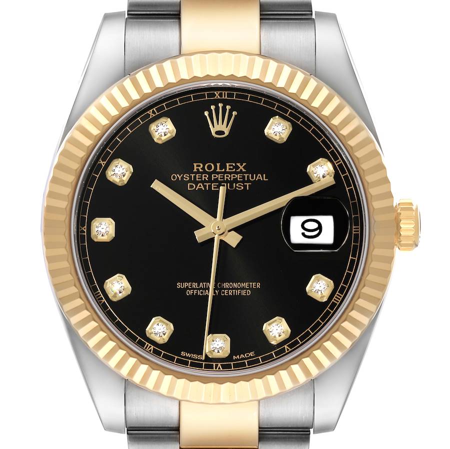 Rolex Datejust 41 Steel Yellow Gold Diamond Dial Mens Watch 126333 Box Card SwissWatchExpo