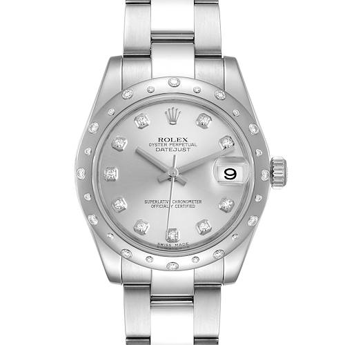 Photo of Rolex Datejust Midsize Silver Diamond Dial Ladies Watch 178344 Box Card