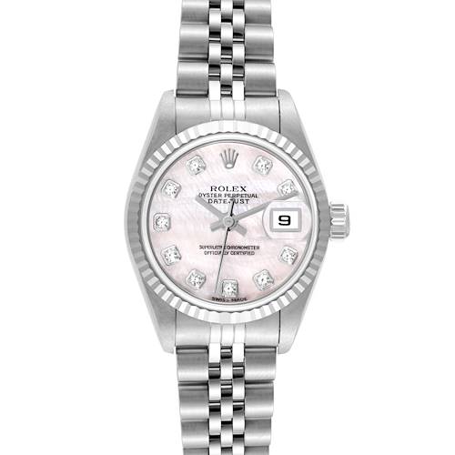 Photo of Rolex Datejust Steel White Gold Mother of Pearl Diamond Dial Ladies Watch 79174