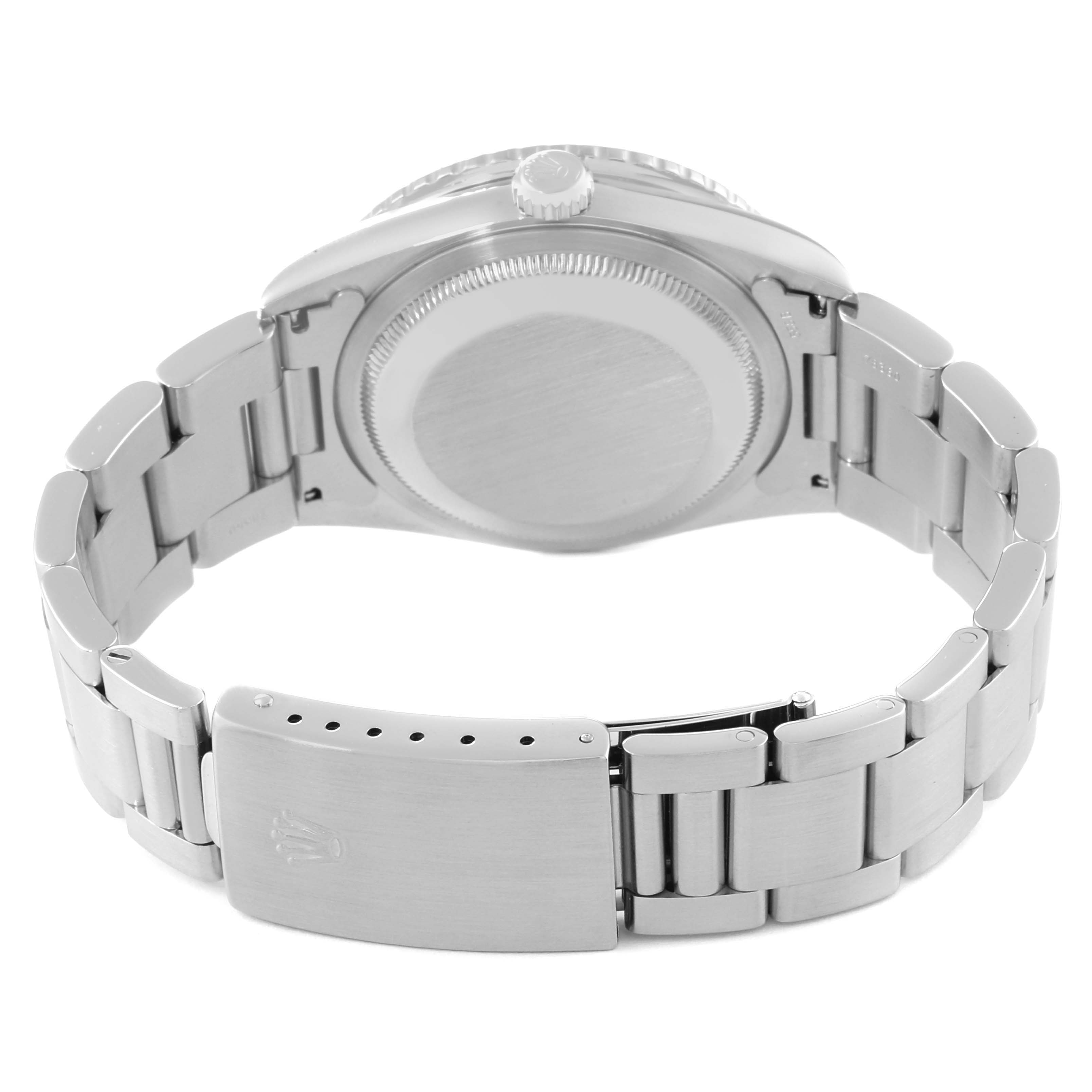 This image shows the back and bracelet clasp of a Rolex Turn-o-Graph 16264 Men
s Stainless Steel Silver Dial 16264 Men
s Stainless Steel Silver Dial watch.