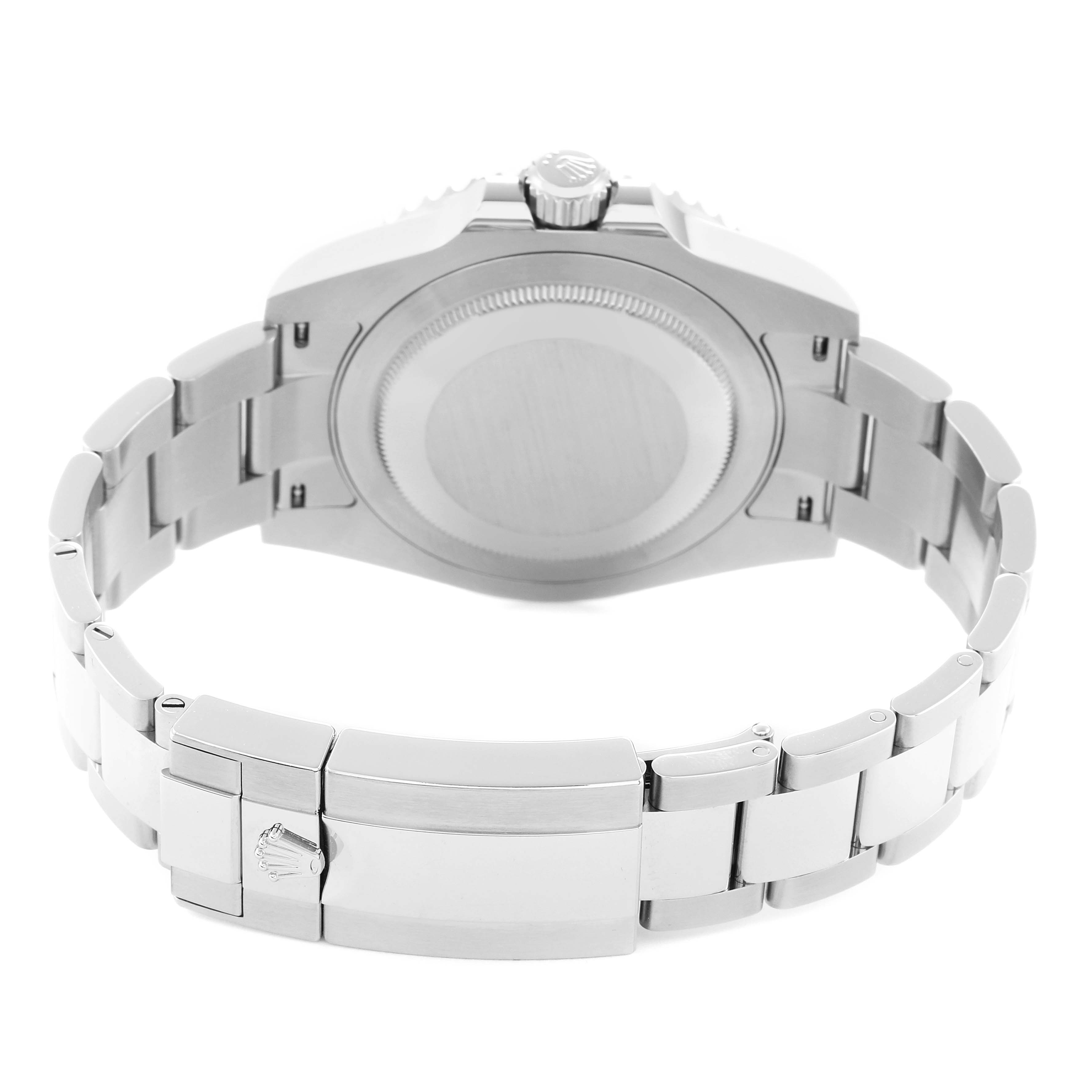 The image shows the back case and bracelet of a Rolex GMT-Master 126710 Men
s Stainless Steel Black Dial, focusing on the clasp and rear view.