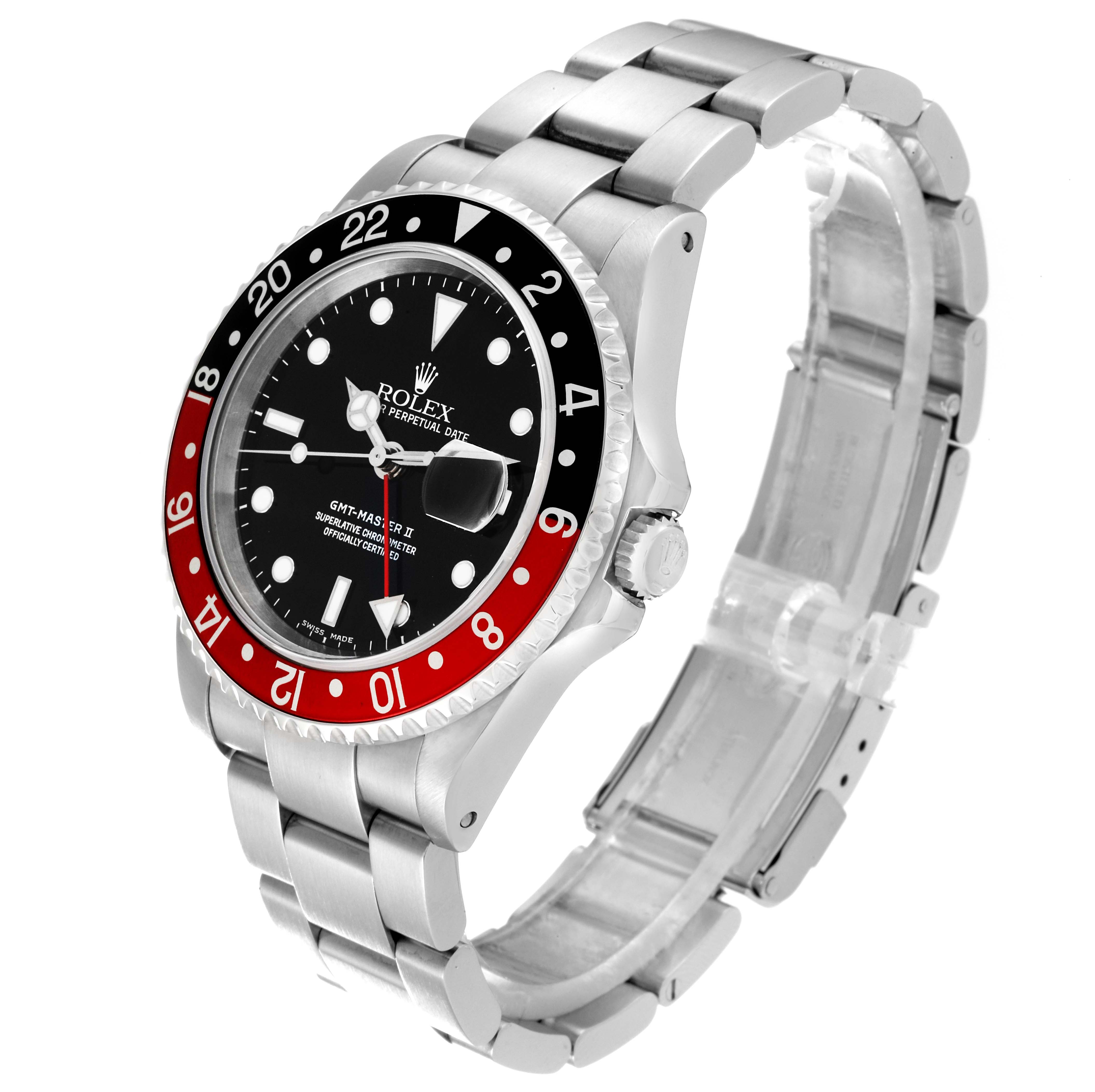 The image shows a Rolex GMT-Master 16710 Men
s Stainless Steel Black Dial 16710 Men
s Stainless Steel Black Dial watch at a three-quarter angle highlighting the bezel, dial, and bracelet.