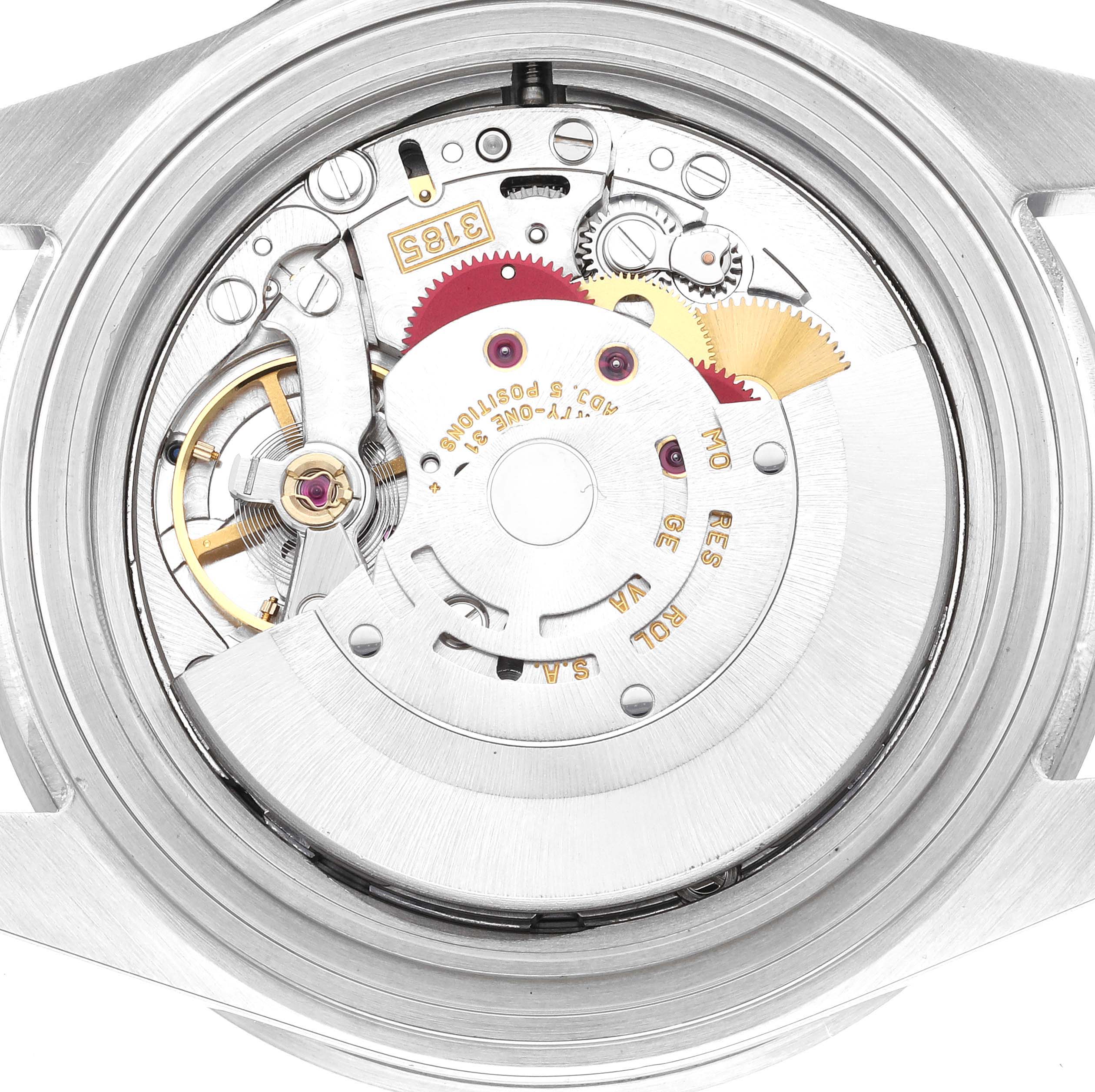 This is the back view of the Rolex GMT-Master 16710 Men
s Stainless Steel Black Dial 16710 Men
s Stainless Steel Black Dial, showing its intricate watch mechanism and movement components.