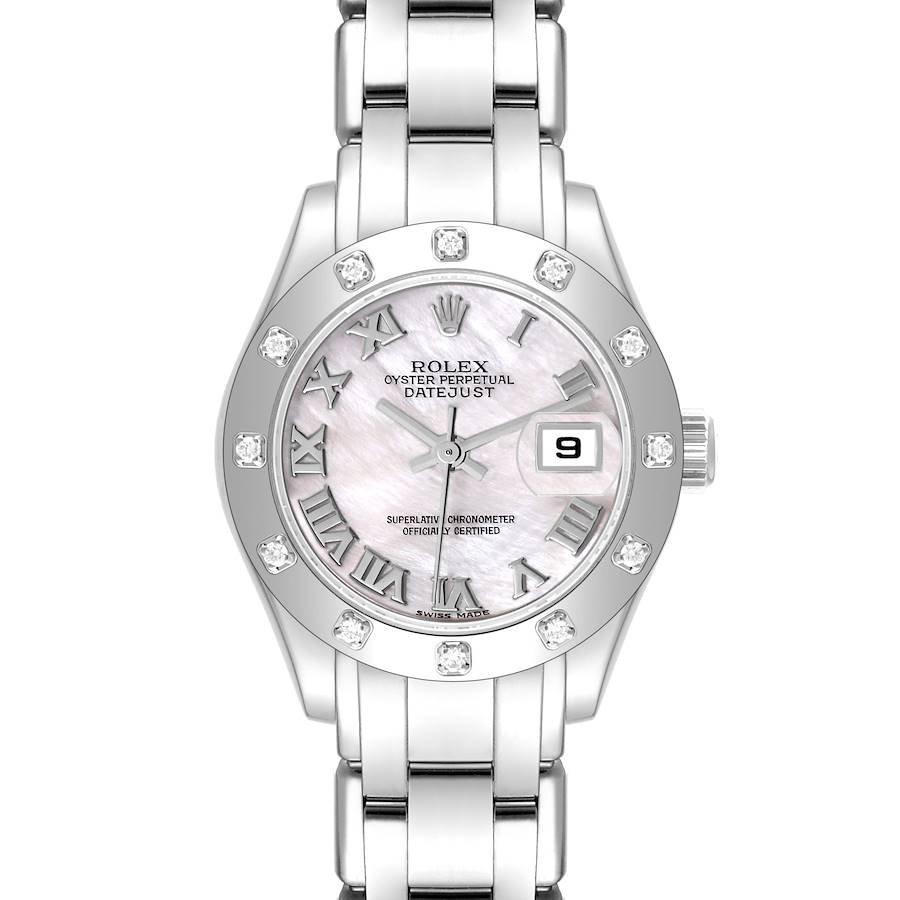 Rolex Masterpiece Pearlmaster White Gold Mother of Pearl Diamond Ladies Watch 80319 SwissWatchExpo