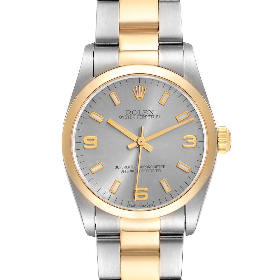 Rolex Midsize 31 Slate Dial Yellow Gold Steel Ladies Watch 67483 SwissWatchExpo