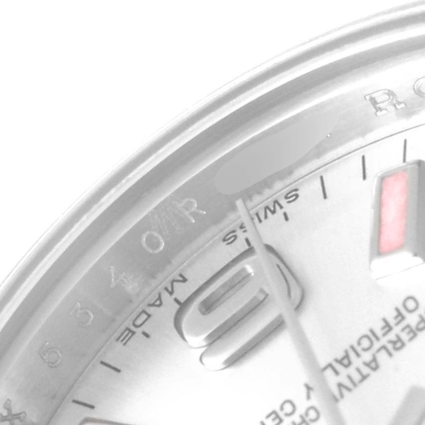 The image shows a close-up angle of the dial and bezel of a Rolex Oyster Perpetual 176200 Women's Stainless Steel Silver Dial 176200 Women's Stainless Steel Silver Dial watch.