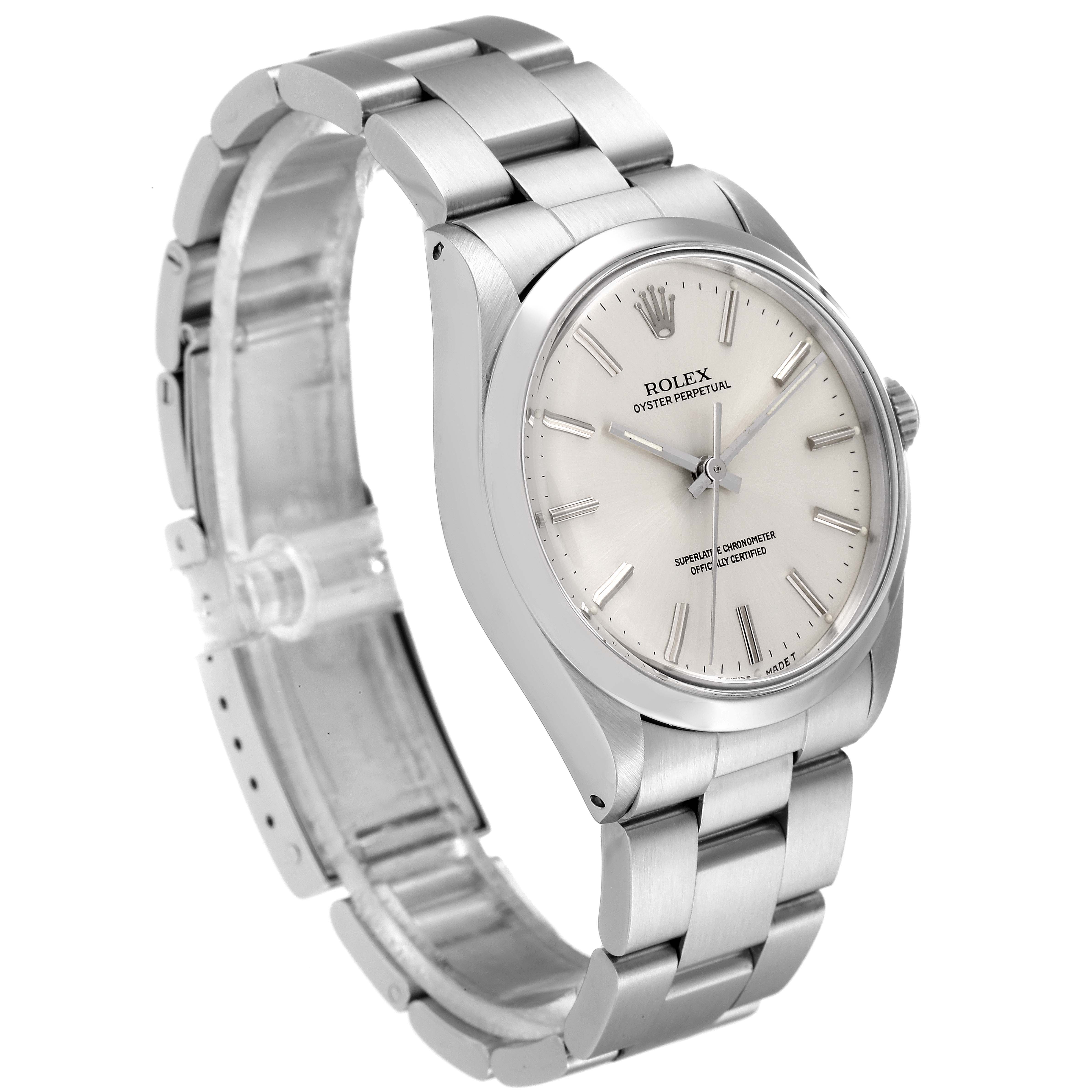 The Rolex Vintage Collection 1002 Men
s Stainless Steel Silver Dial 1002 Men
s Stainless Steel Silver Dial watch is shown at a slight angle, highlighting the face, bezel, case, and bracelet.