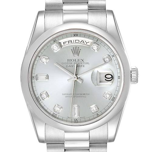 Photo of Rolex President Day-Date Platinum Ice Blue Diamond Dial Mens Watch 118206