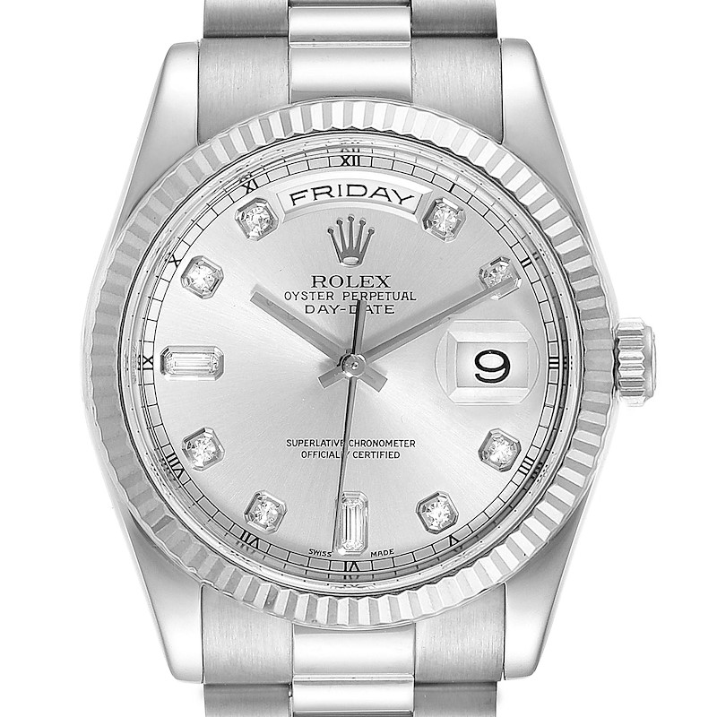 Rolex President Day-Date White Gold Diamond Mens Watch 118239 Box Papers SwissWatchExpo