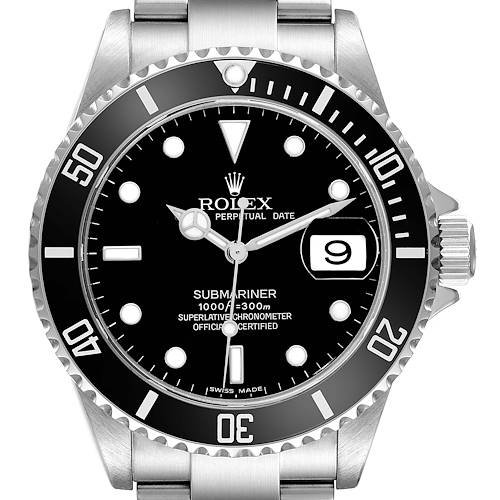 Photo of Rolex Submariner Date Black Dial Steel Mens Watch 16610 Box Card