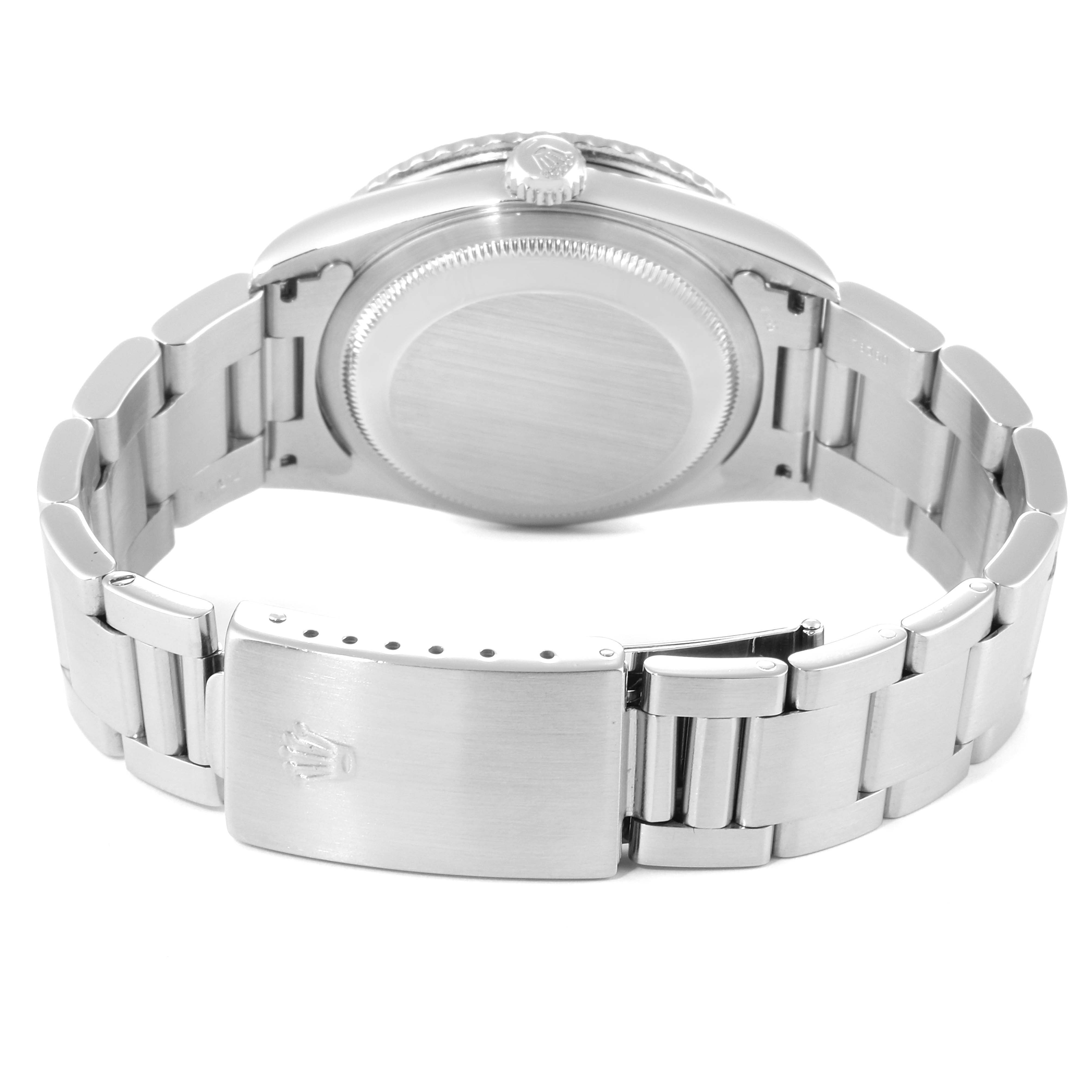 This image shows the back and clasp of a Rolex Turn-o-Graph 16264 Men
s Stainless Steel Black Dial 16264 Men
s Stainless Steel Black Dial watch.