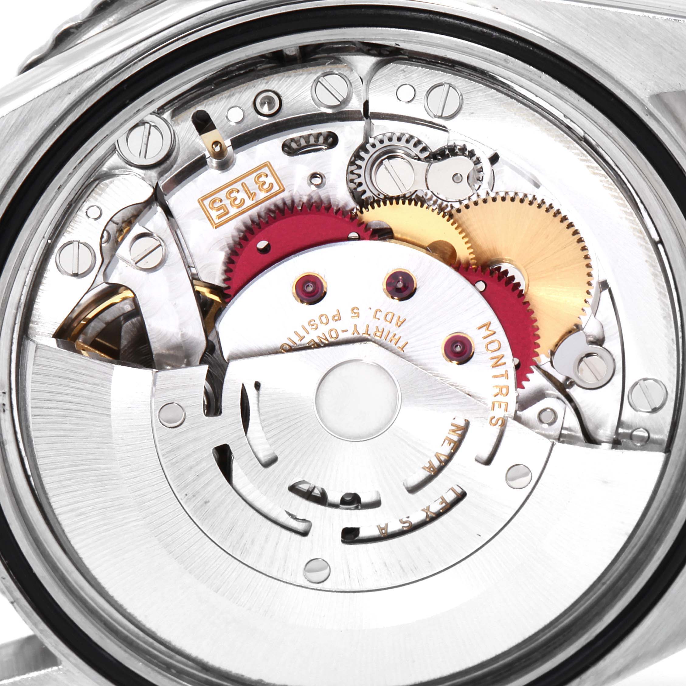 This is a close-up view of the internal movement of a Rolex Turn-o-Graph 16264 Men
s Stainless Steel Black Dial 16264 Men
s Stainless Steel Black Dial watch, showing gears and mechanical components.