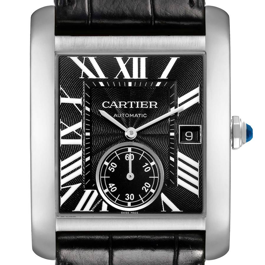 Cartier Tank MC Black Dial Steel Mens Watch W5330004 Box Papers SwissWatchExpo