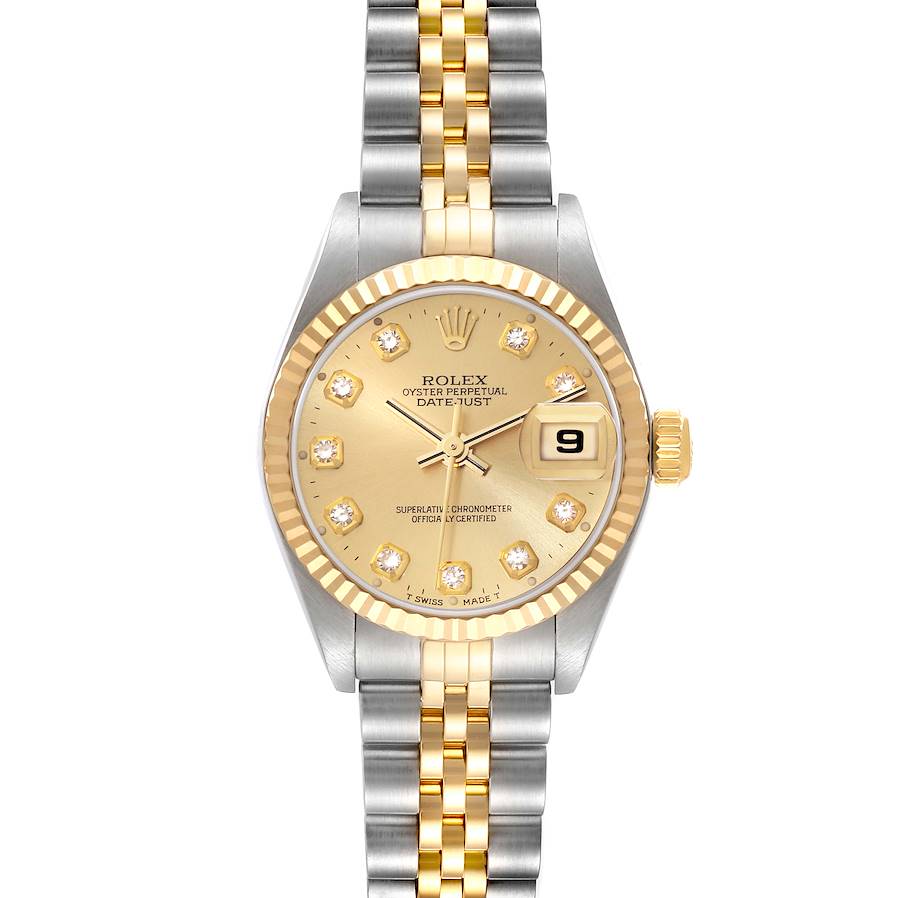 Rolex Datejust Steel Yellow Gold Champagne Diamond Dial Ladies Watch 79173 SwissWatchExpo