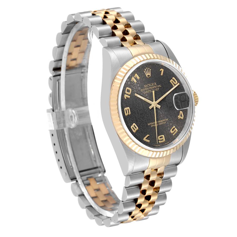 Rolex Datejust Steel Yellow Gold Grey Anniversary Dial Mens Watch